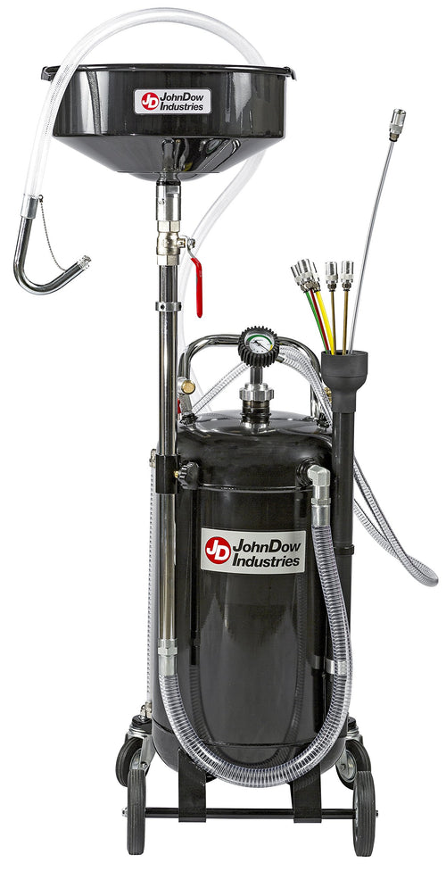 JDI-20COMBO JohnDow Industries Combination Fluid Evacuator and Used Oil Drain, Self-Evacuating, 6 Foot Nylon Reinforced Discharge Hose with J-Hook, 20 Gallon Capacity