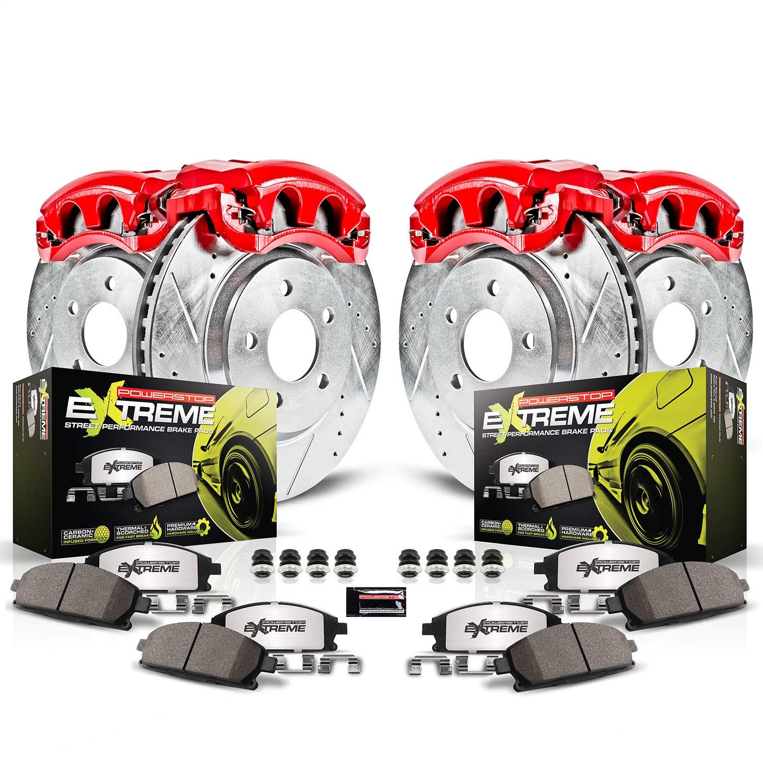 Power Stop Z26 KC4475A-26 Front & Rear Street Warrior Brake Kit For Nissan Sentra 2007-2012 [Model Specific]