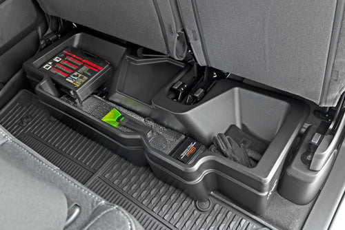 Rough Country Under Seat Storage for Crew Cab Ram 1500 (2019-2026) - Heavy-Duty Thermoplastic, Anti-Skid, Custom-Fit Rear Seat Organizer Tray