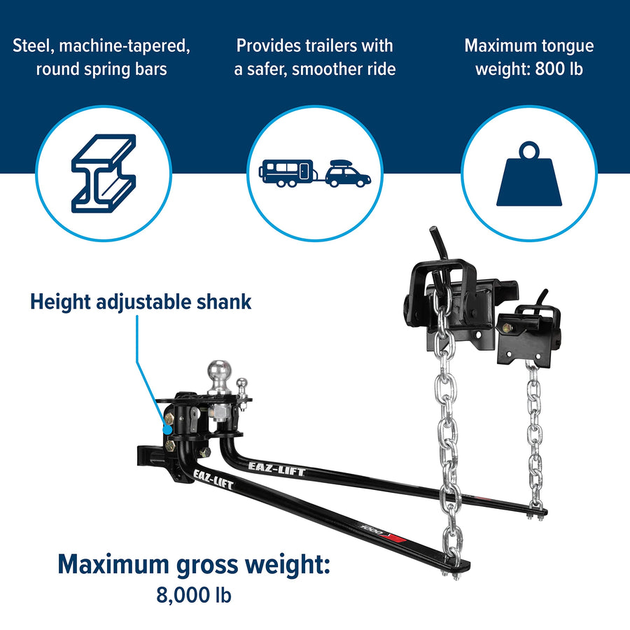 1,000lb Eaz-Lift Elite Weight Distribution Hitch with Height Adjustable Forged Shank (48053)
