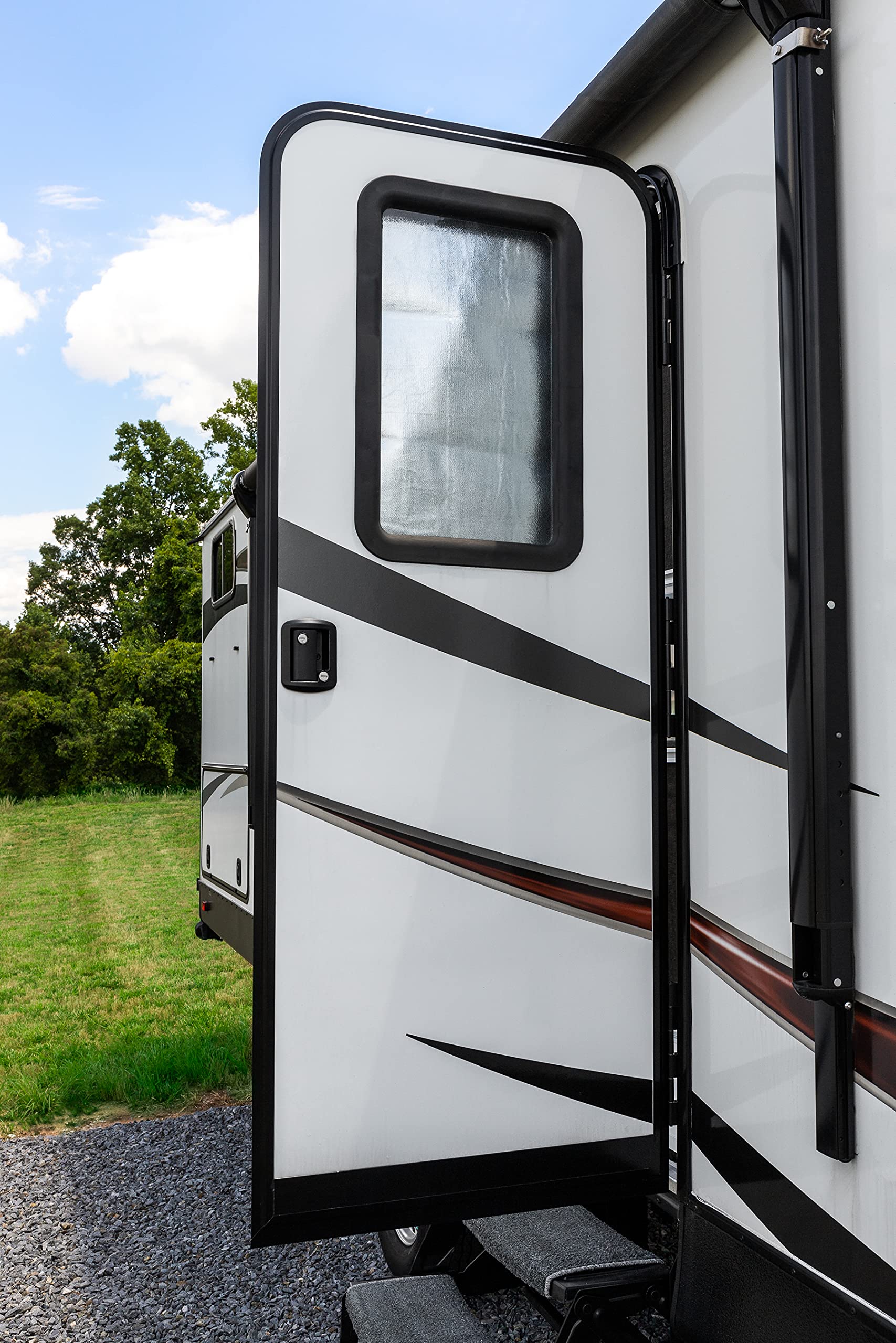 Camco Door Window RV Light Blocking Shade | Reduces The Interior Temperature of Your RV in Hot Weather | Provides Added Privacy | Easy to Install (45148)