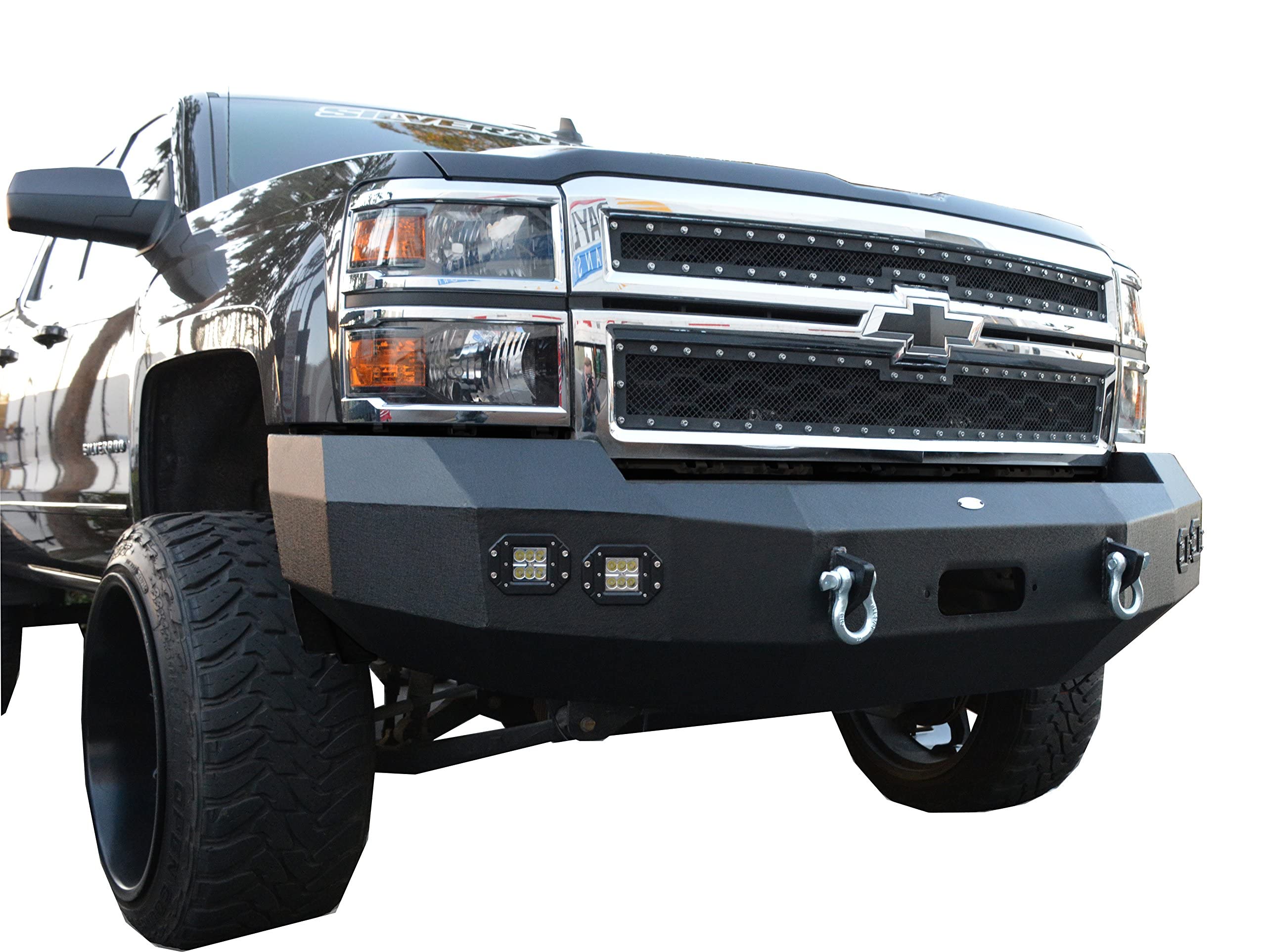 FBCS1-04 | DV8 Offroad | Front Bumper fits 2007-2013 Silverado 1500 | 3pc Modular Construction | Integrated Winch Mount | LED Lights Included