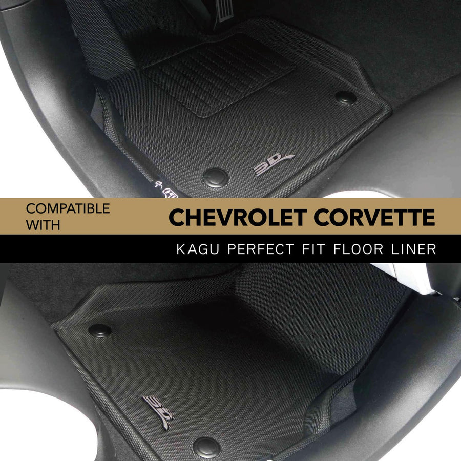 Kagu Floor Mat (Black) 3D MAXpider Compatible with Chevrolet Corvette/E-Ray 2020-2025 - Front Row