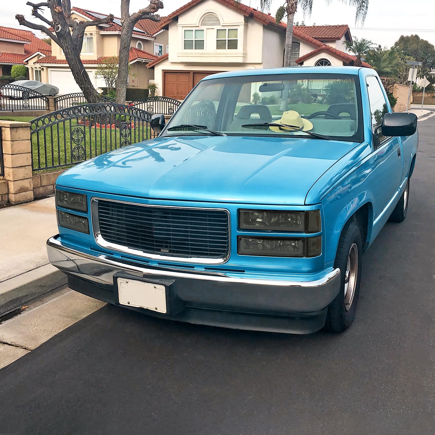 Smoke LED Bar Headlights + Bumper Lights + Corner Lights SPEC-D TUNING Compatible with 1994-1998 GMC C10 C/K Suburban Sierra, Left + Right Pair Headlamps Assembly