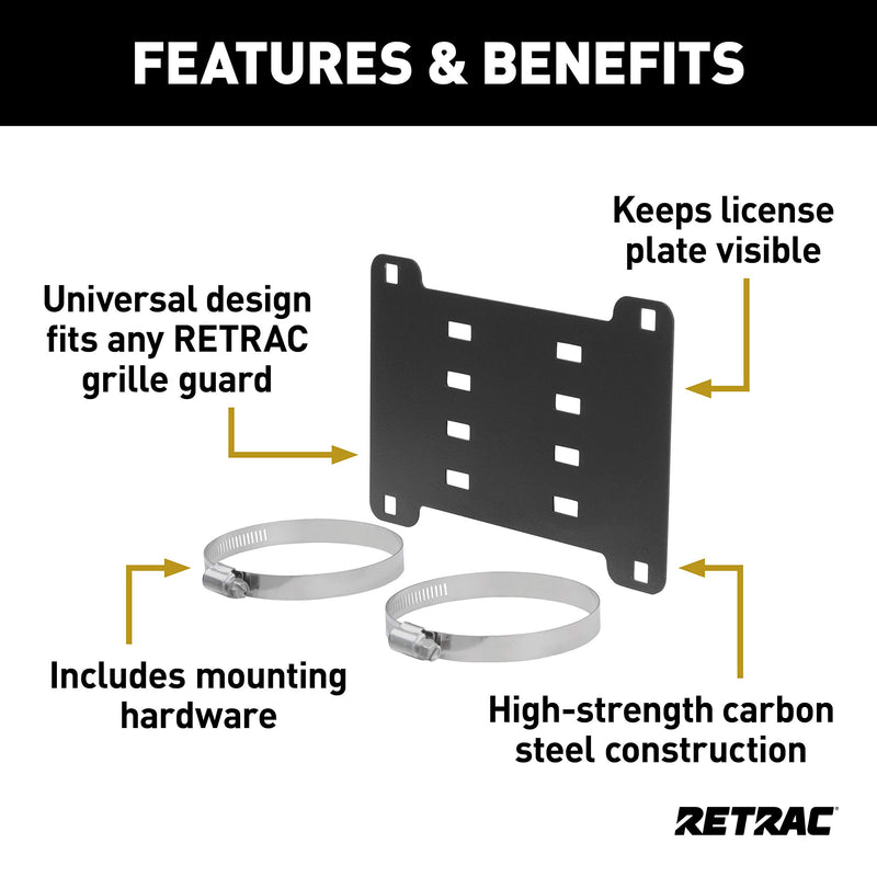 3-Inch RETRAC Grille Guard License Plate Bracket