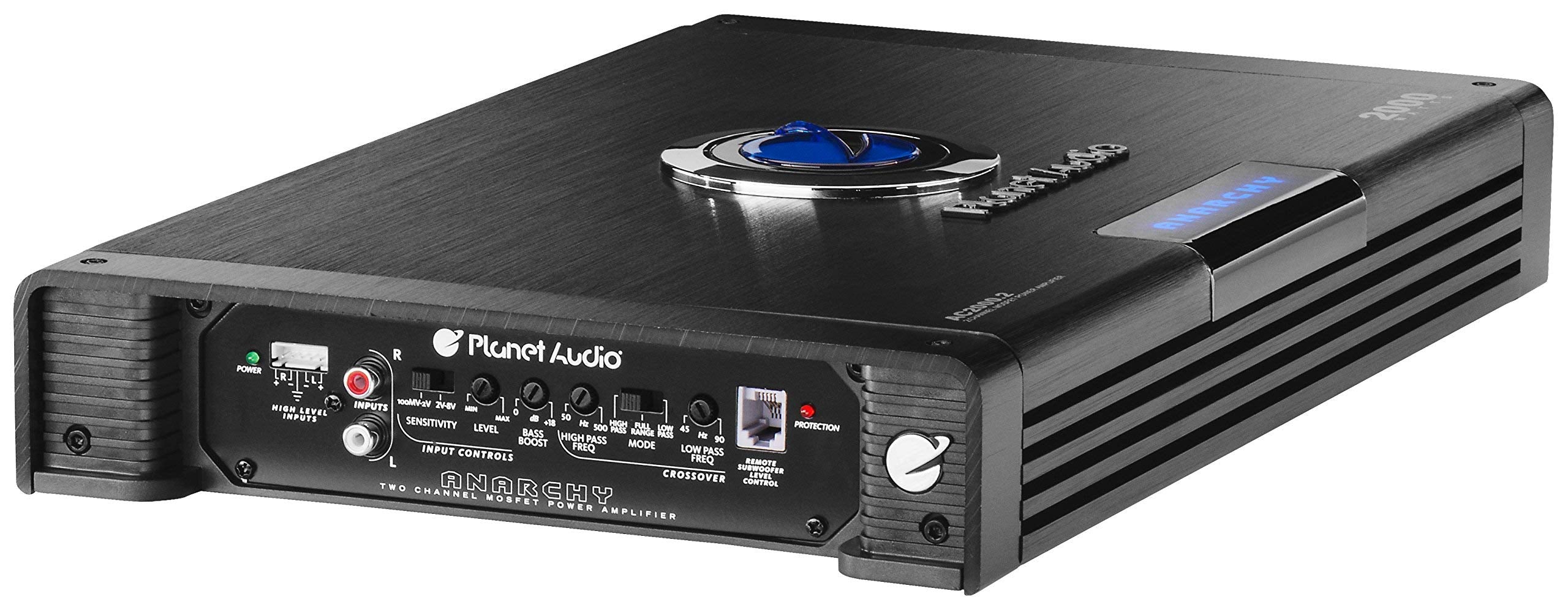 Planet Audio 2 Channel AC2000.2 Car Amplifier - 2000 High Output, High/Low Level Inputs, High/Low Pass Crossover, Hook Up to Subwoofer for Bass