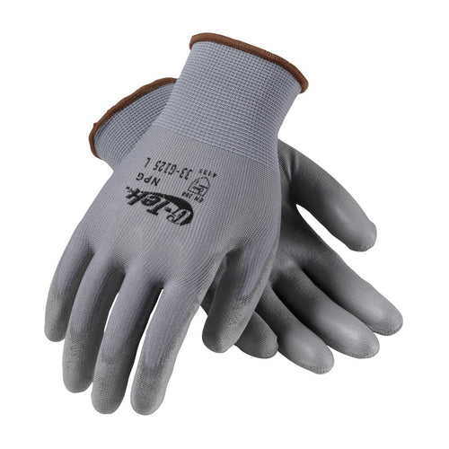 G-Tek 33-G125/M, Polyurethane Coated Seamless Knit Nylon Blend Glove with Flat Grip on Palm & Fingers - Touchscreen