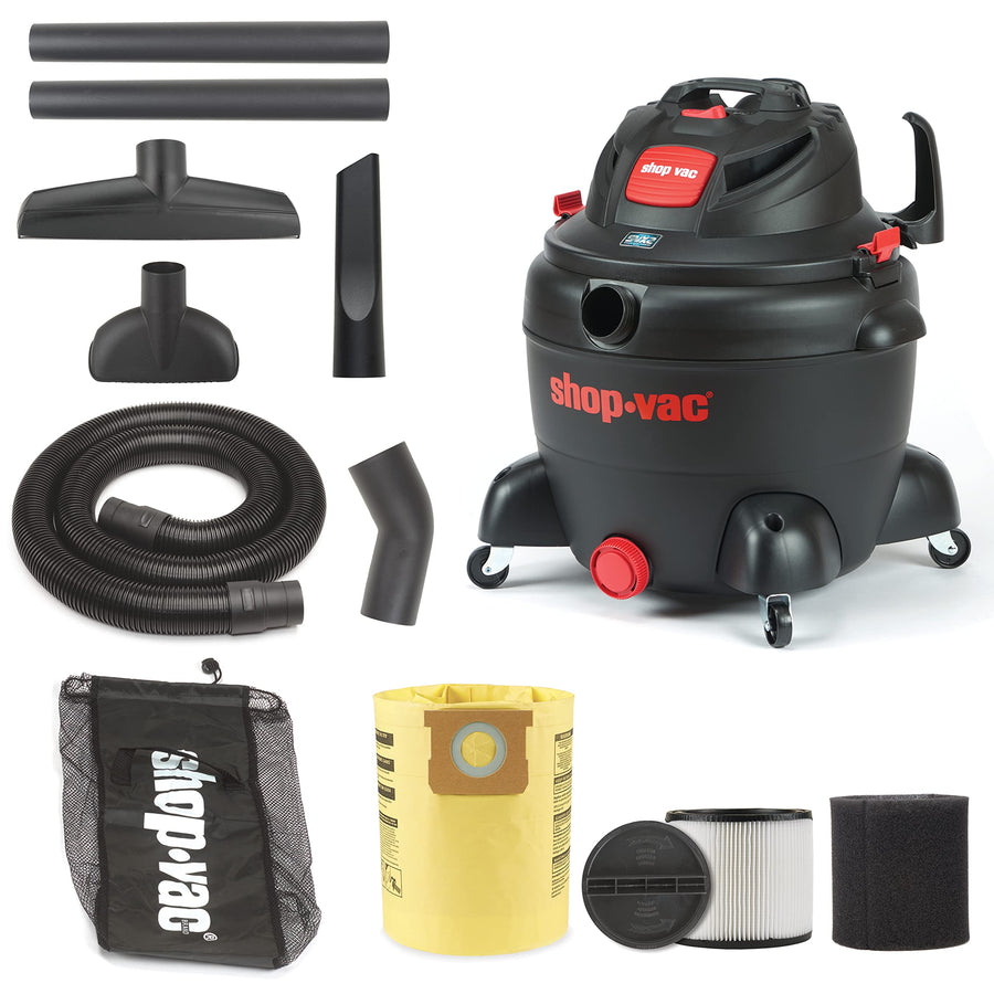 12 Gallon Shop-Vac 8251205 Wet/Dry Utility Vacuum, 5.5 Peak HP, SVX2 Motor Technology, 2.5 Inch Diameter x 8 Ft Hose, 20 Ft Cord, Black, Includes Blower Port, Ideal for Garage and Workshop