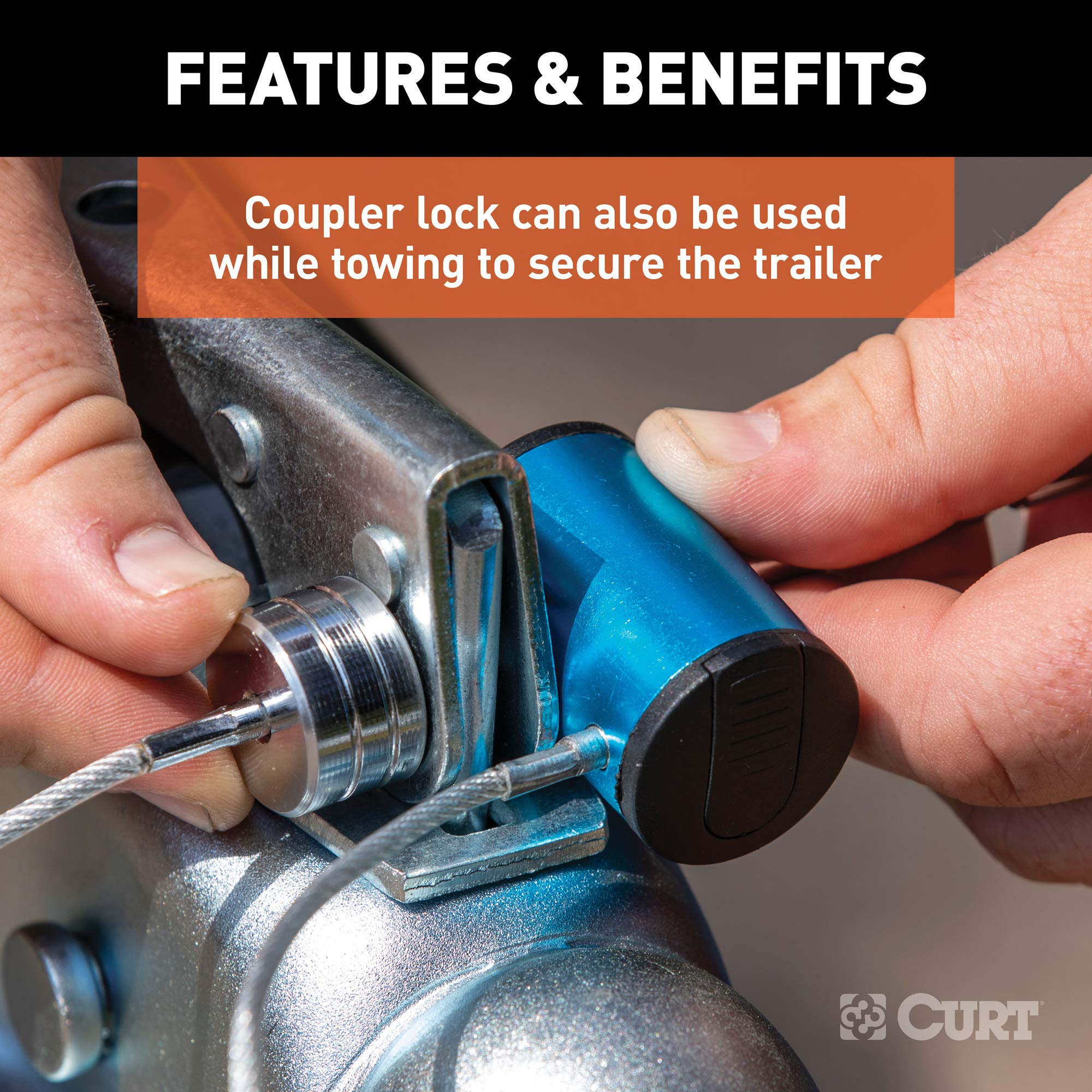 CURT Universal Tri-Ball Trailer Coupler Lock 23082, Fits 1-7/8, 2, 2-5/16-Inch