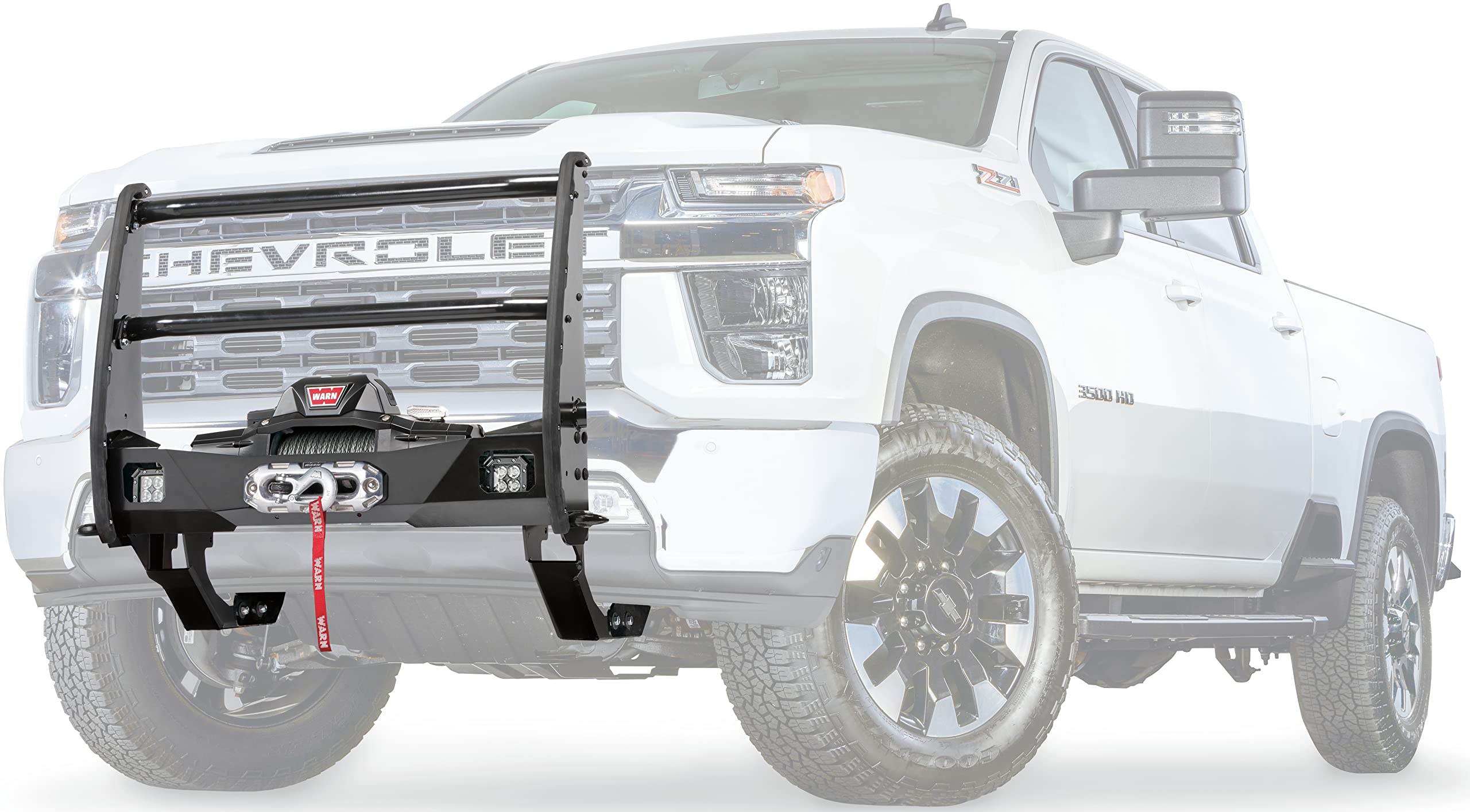 Trans4mer Gen III WARN 108003 Winch Mounting Bracket Kit for Mid-Frame Winches, Fits: Chevy Silverado HD 2500/3500 (2020-2022), Black