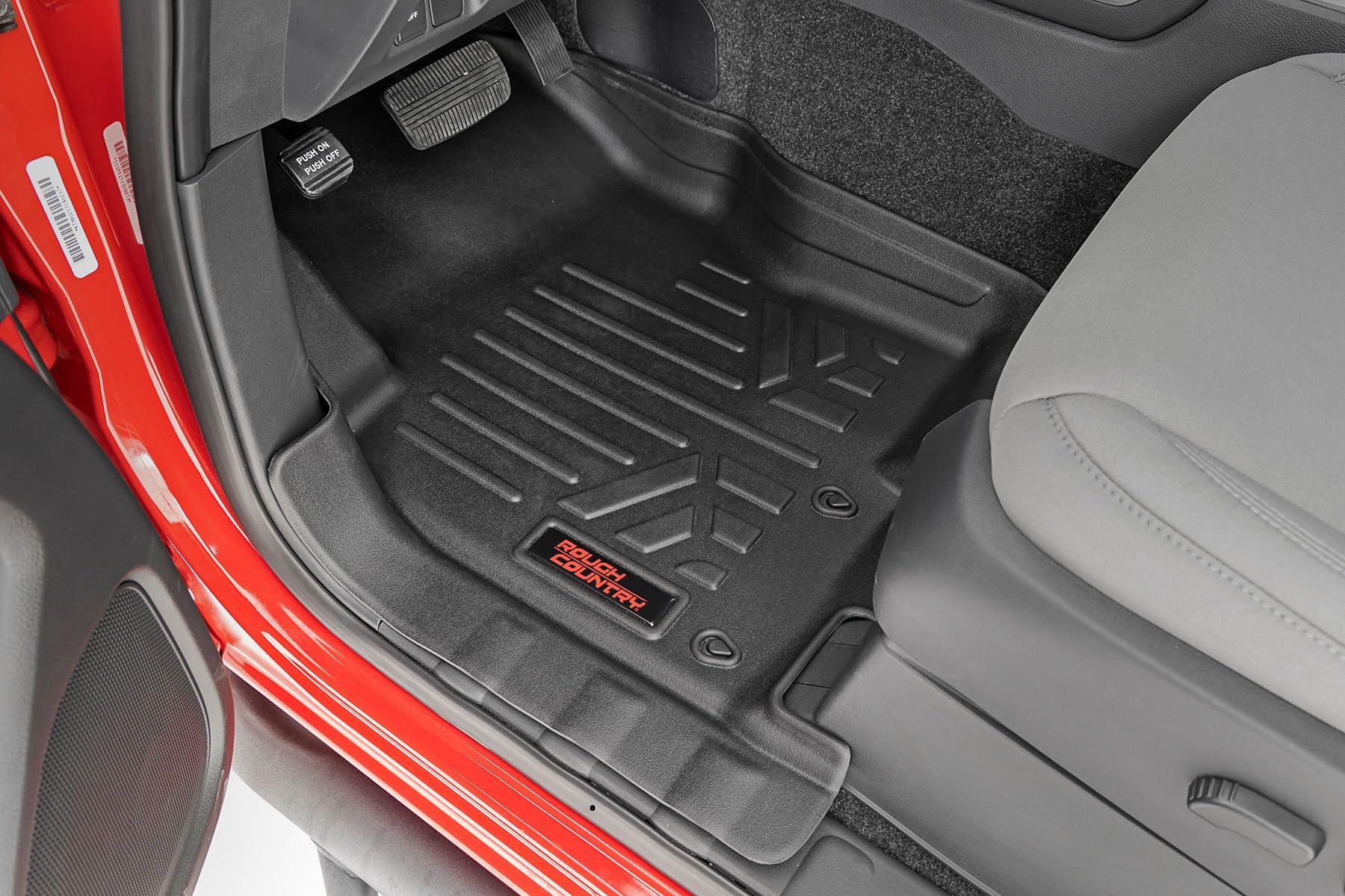 Rough Country Floor Mats All Weather for Nissan Frontier Crew Cab (2008-2021) - Non-Slip Waterproof Flexible Mat, Front & Rear Set