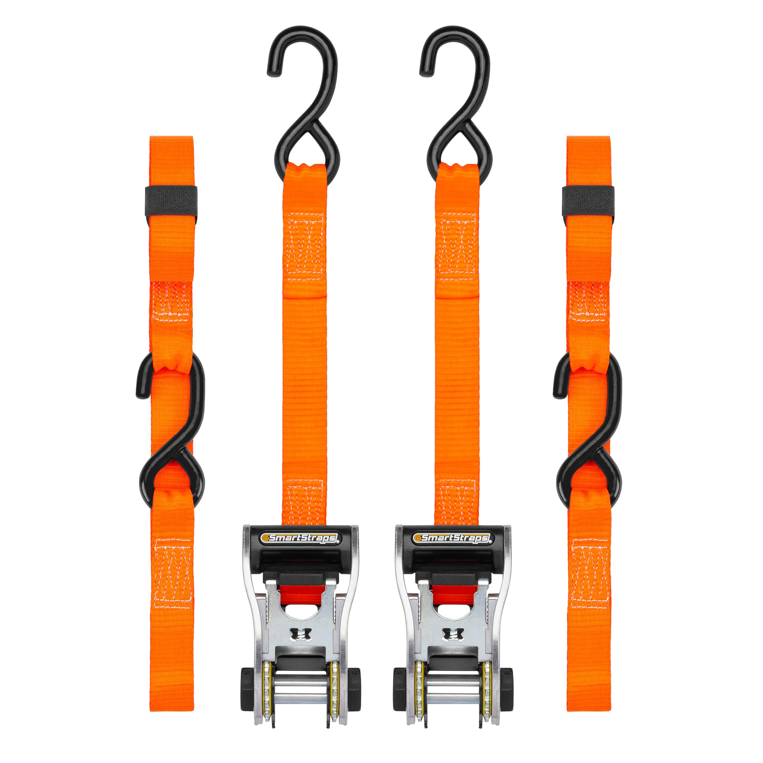 10’ SmartStraps RatchetX Premium Ratchet Tie-Down Straps, 2 Pack – 3,000lbs Break Strength, 1,000lbs Safe Work Load – Heavy Duty Tie Downs for Heavier Loads