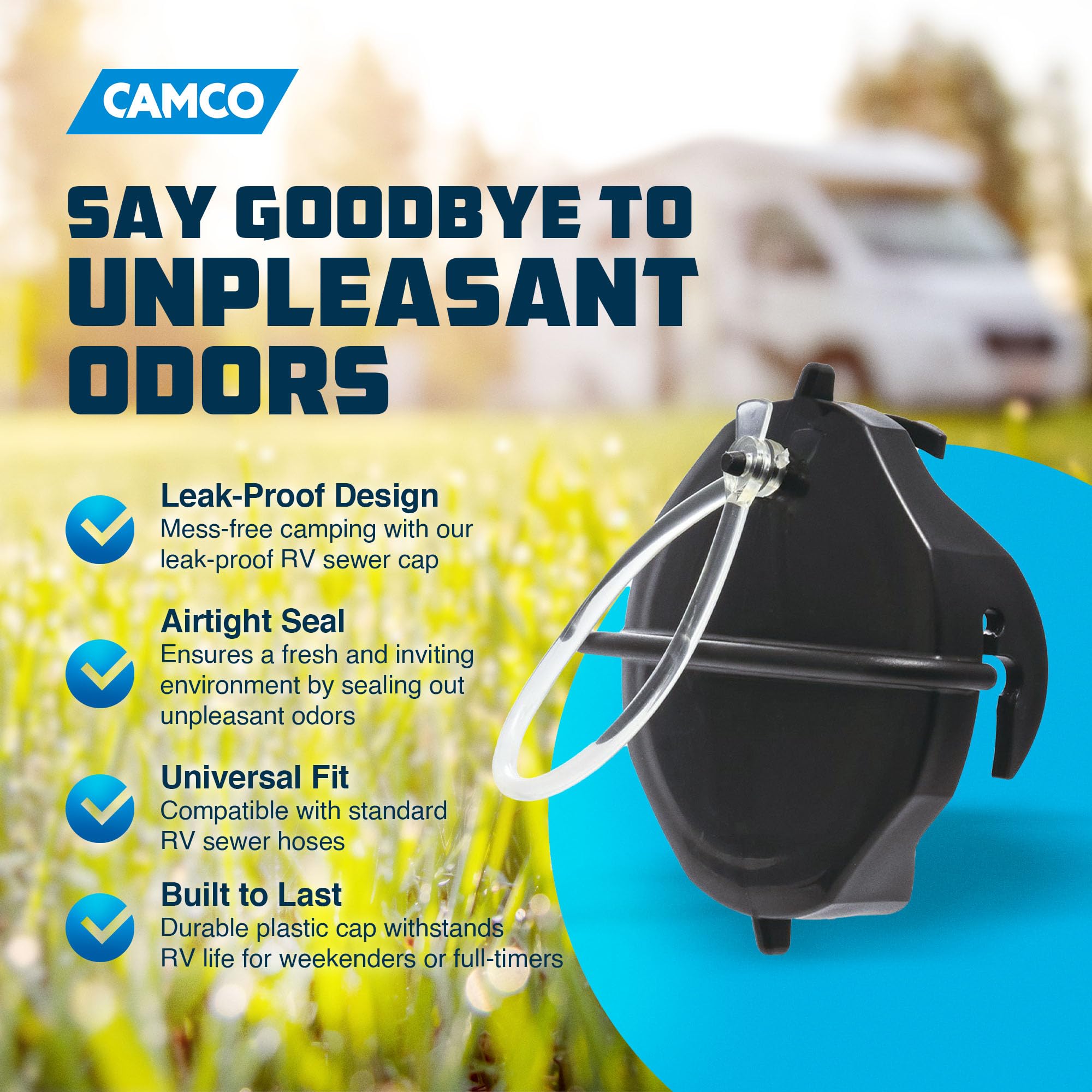 RV Sewer Hose Storage Cap Camco Replacement | Seal Before Storage | Black (39452)