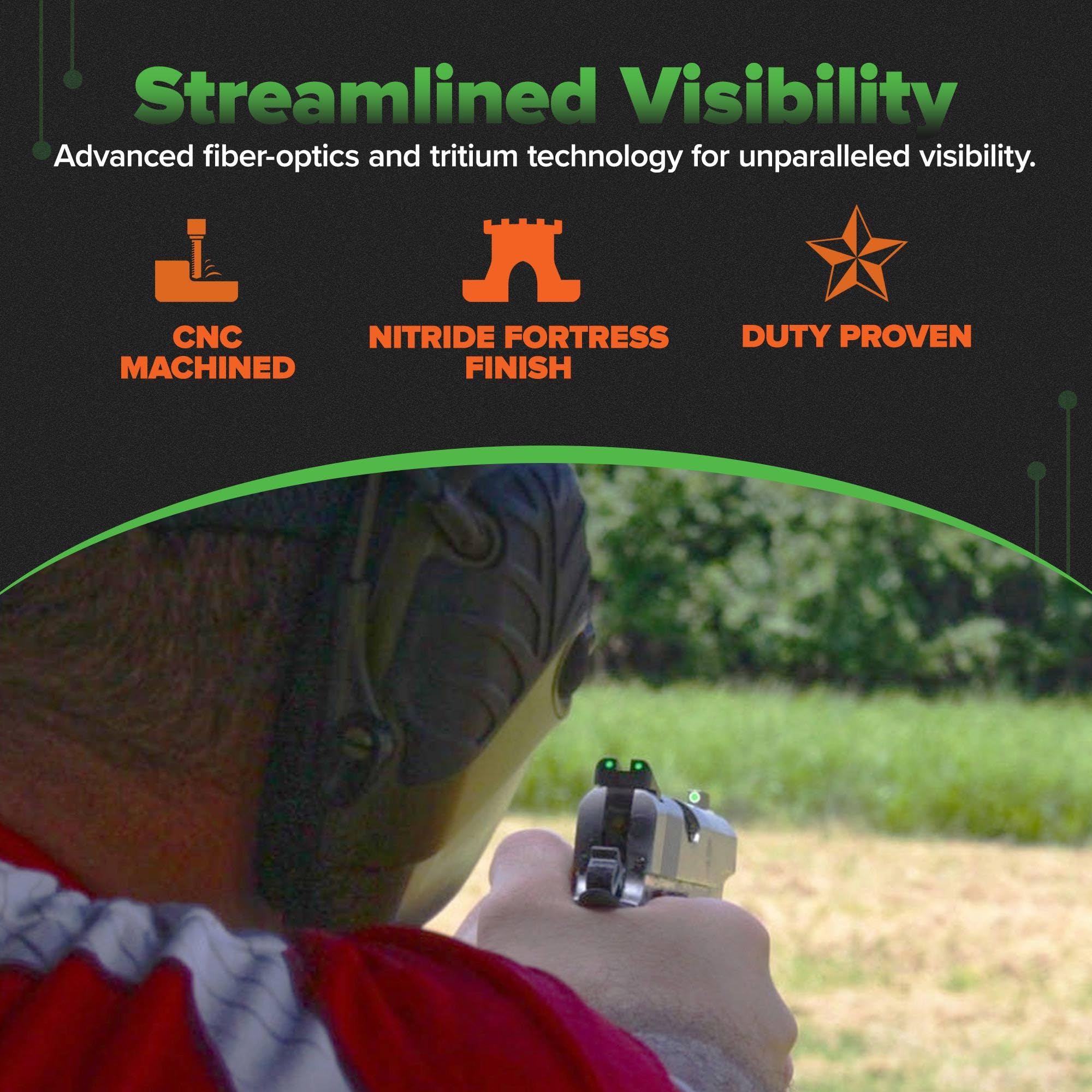 TruGlo Optic Pistol, Glow in the Dark Green/White Dot Sight for Smith & Wesson M&P Series Pistols, Tritium
