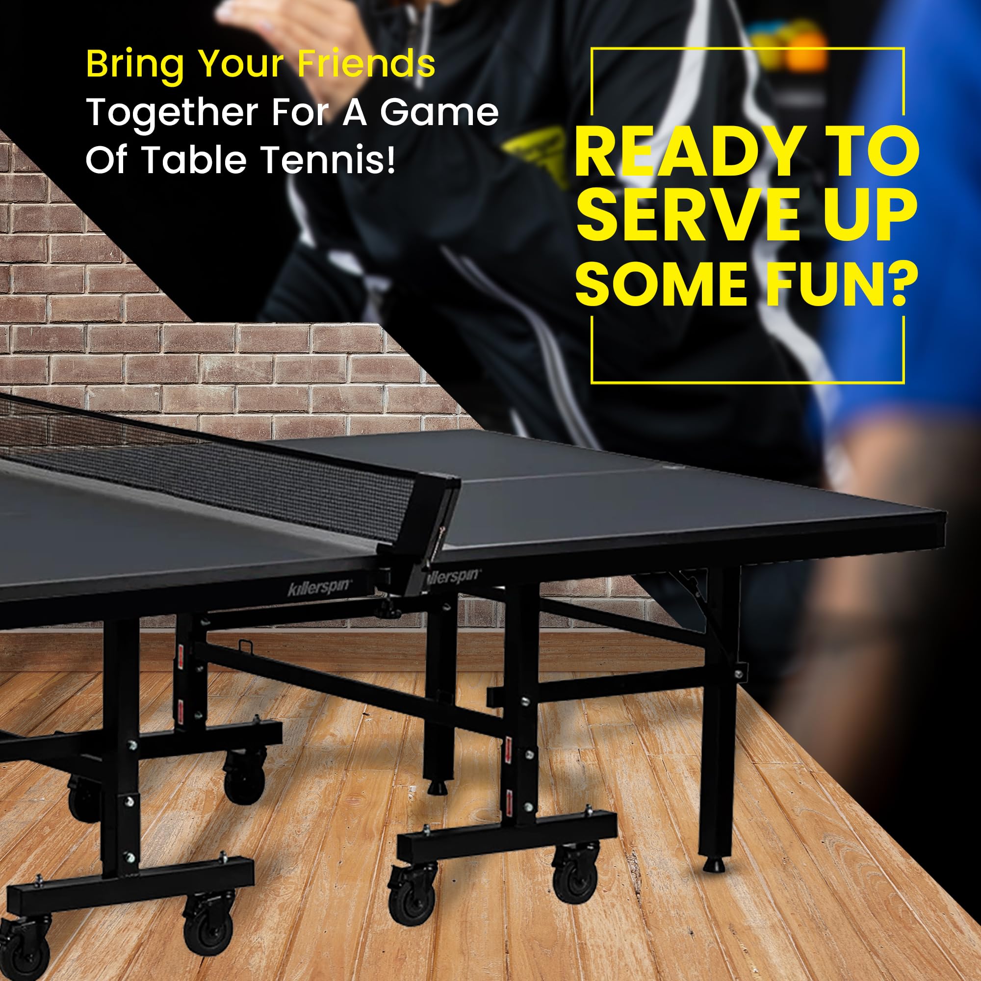 Ping Pong Table, Killerspin MyT 415X Mega, Foldable Table for Table Tennis, Portable Ping Pong Table Set with Built-in Paddle and Ball Storage, 25mm MDF Board Pingpongball Table, Graphite Color