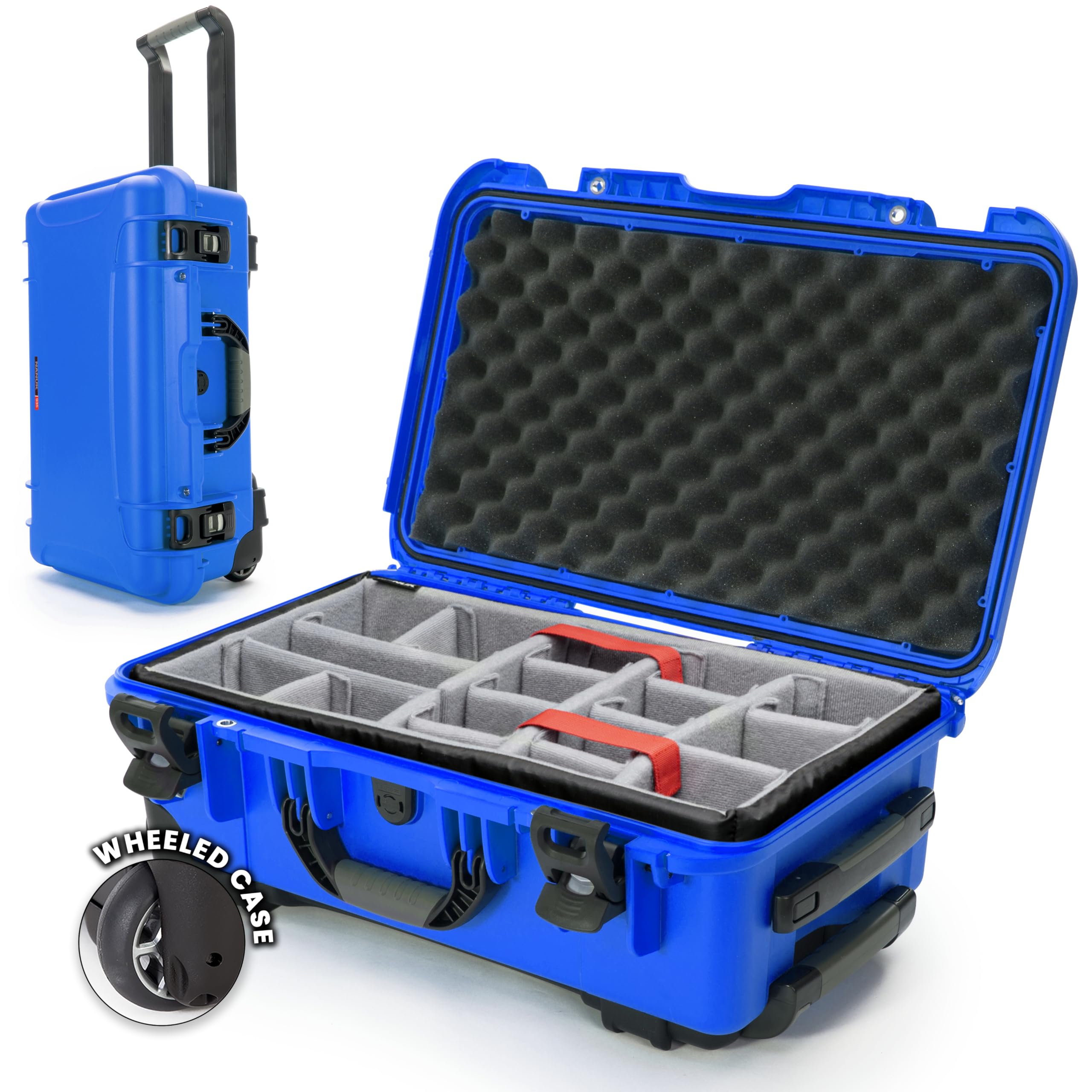 Hard Case NANUK 935 with Padded Divider – Waterproof Equipment Case with Wheels, 22” x 14” x 9” – Dustproof and Impact Resistant, Airline Carry-On Approved – Blue