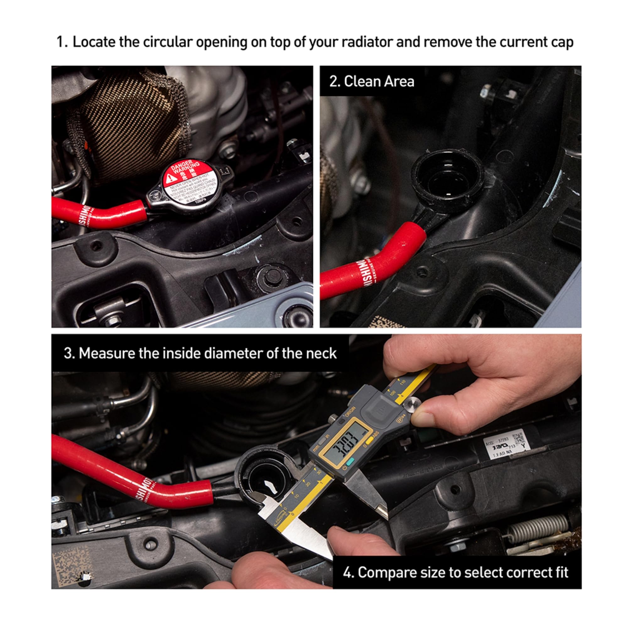 Mishimoto Radiator Cap, High-Pressure 1.3 Bar with Universal Fill Necks, for Efficient Cooling, Small