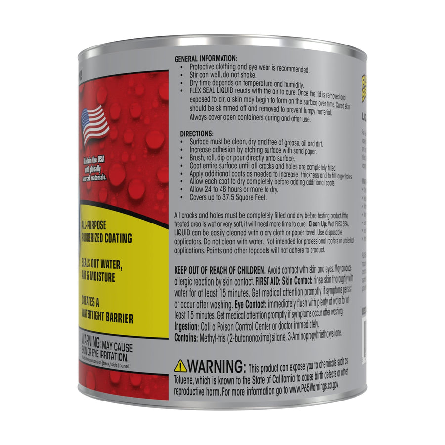 Flex Seal Liquid, Waterproof Rubber Coating Sealant, Flexible, Breathable, and UV Resistant, Roof Repair, Basements, RV, Campers, Trailers, Marine, EPDM, Masonry, Clear, 32 oz