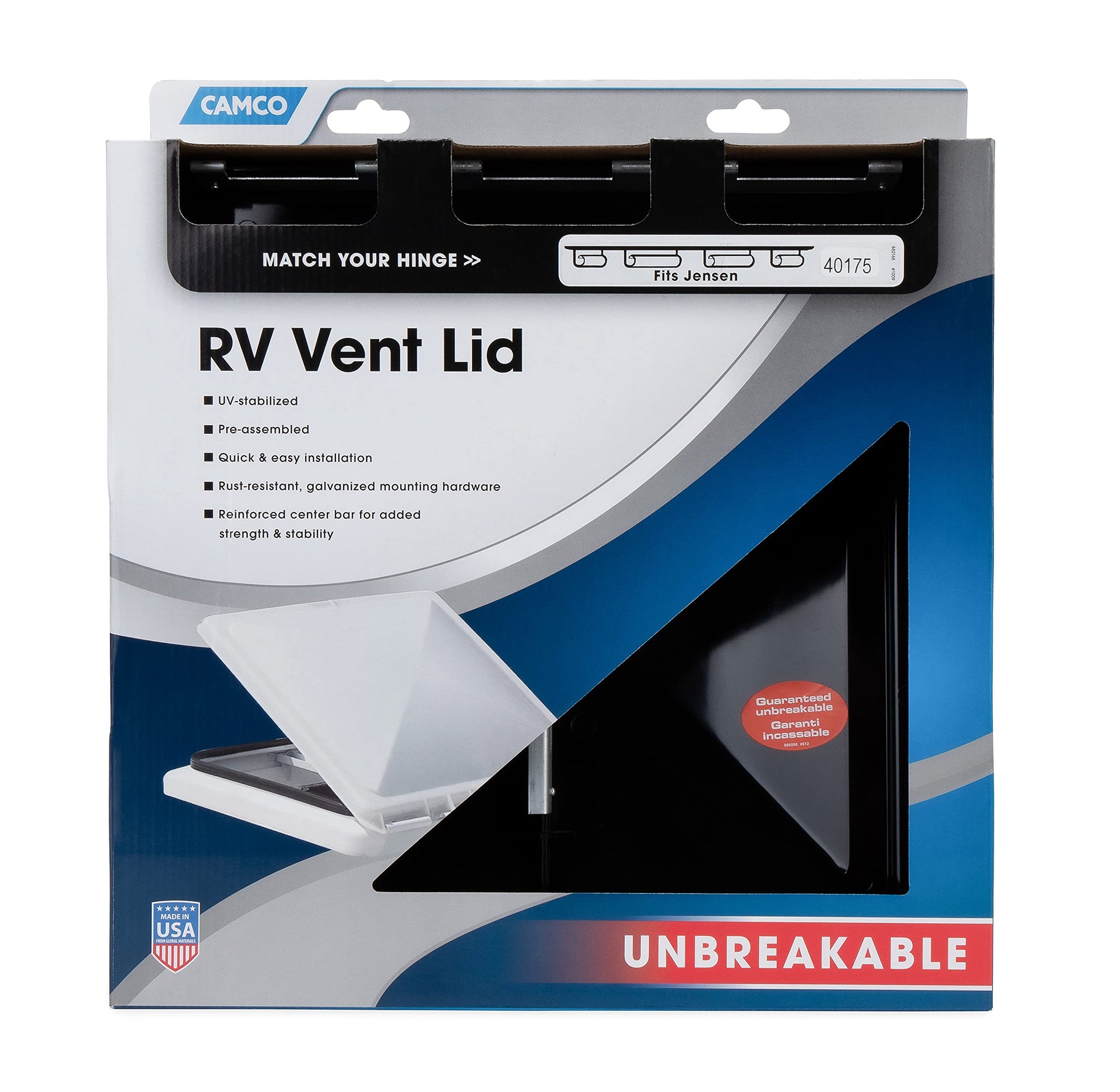 Replacement Camco 40175 Vent Lid (Jensen (pre 1994) Black Unbreakable Polycarbonate)