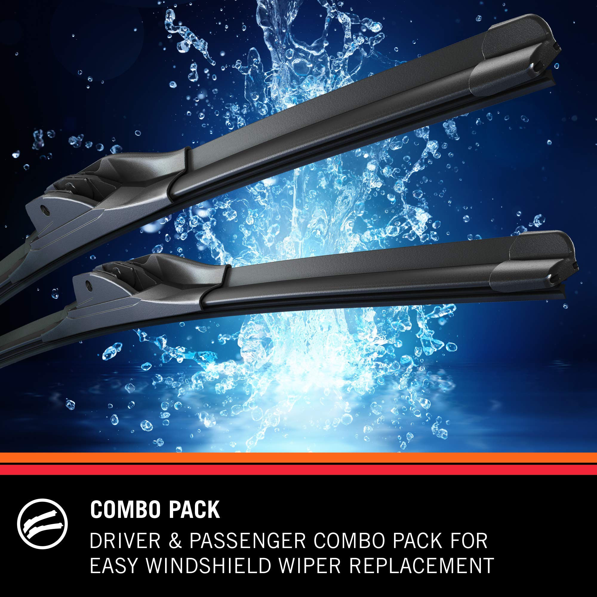 Wiper Blades K&N EDGE: All Weather Performance, Superior Windshield Contact, Streak-Free Wipe Technology: 24" (Pack of 2)