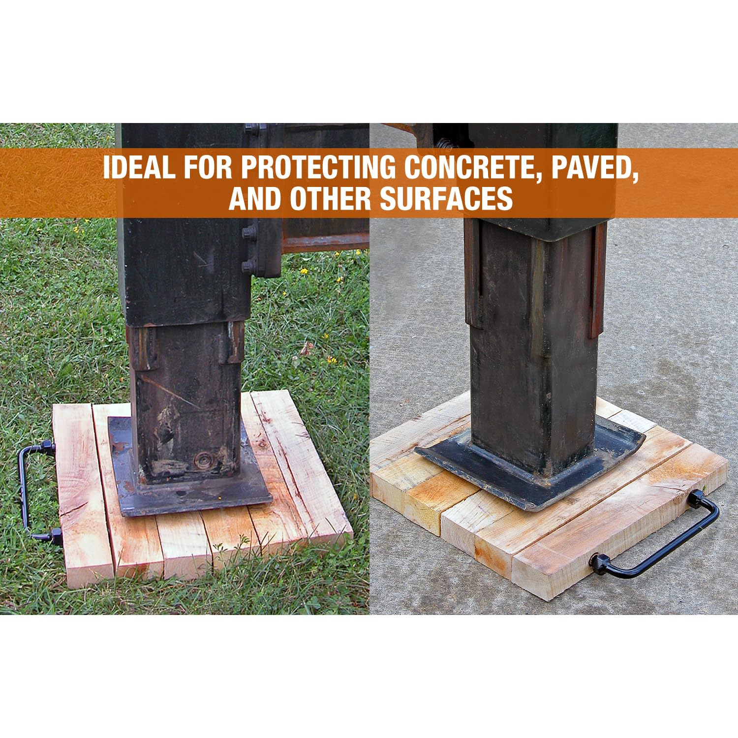 Buyers Products Hardwood OP18X18 Outrigger Pad, 18 X 18 X 2 Inch Thick, Crane Pad w/Floating Design to Help Avoid Cracking and Breaking, Improved Easy Grip Handle, Prevent Jack Sinking