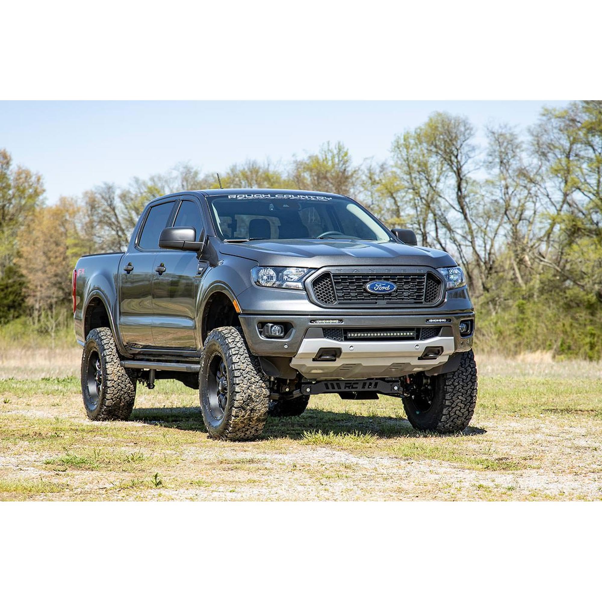 20" Rough Country LED Light Bar Kit for Ford Ranger (2019-2023) - Bumper Mount, 105W Spectrum Series, 9,450 Lumens, Combo Spot & Flood Beam