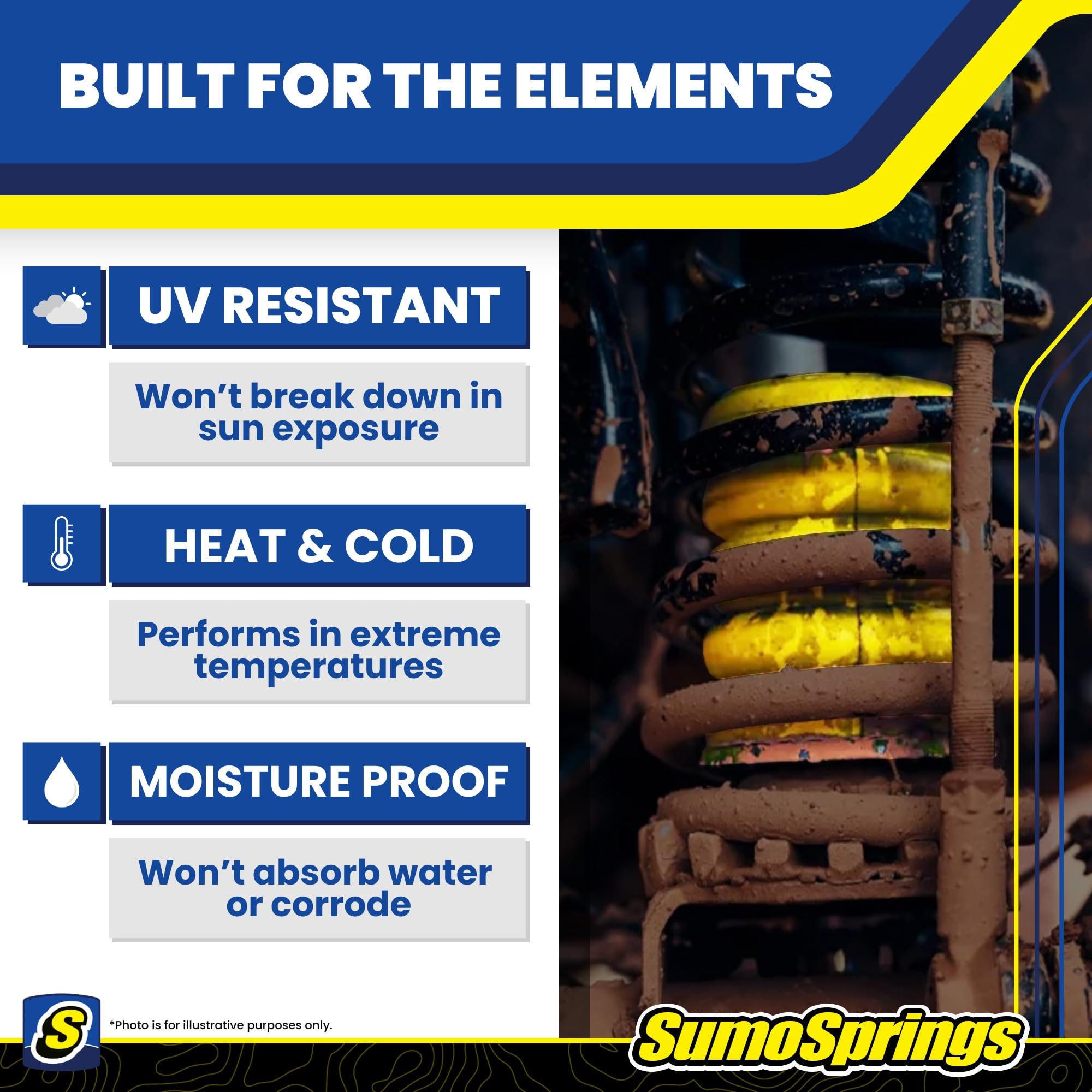 Set of SuperSprings Rear SumoSprings fits 2016-2023 Tacoma and 2016-2024 Frontier | 1400 lb Capacity at 50% Compression | Simple Installation