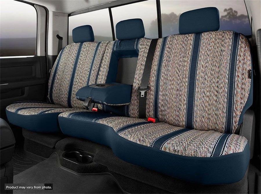 Fia Wrangler TR42-92NAVY Custom Seat Cover; Saddle Blanket; Navy; Rear; Split Seat 60/40; w/Adj. Headrests; Armrests w/Cup Holders;