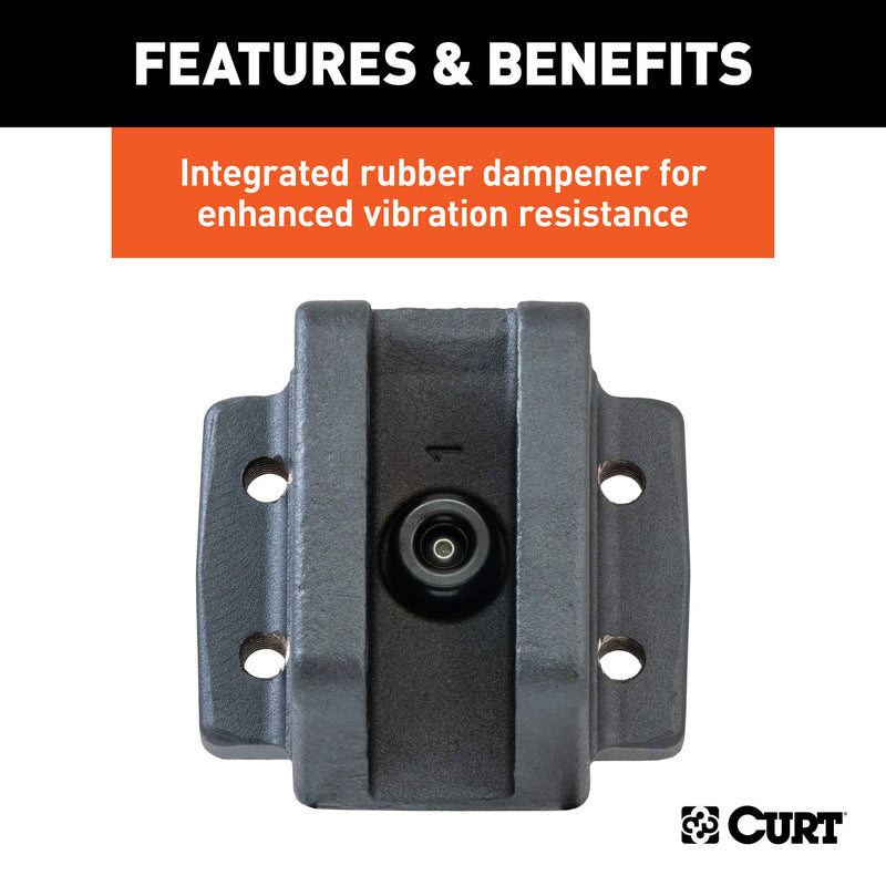 CURT Rebellion XD Adjustable Cushion Hitch Pintle Mount Attachment, Shank Required, Black