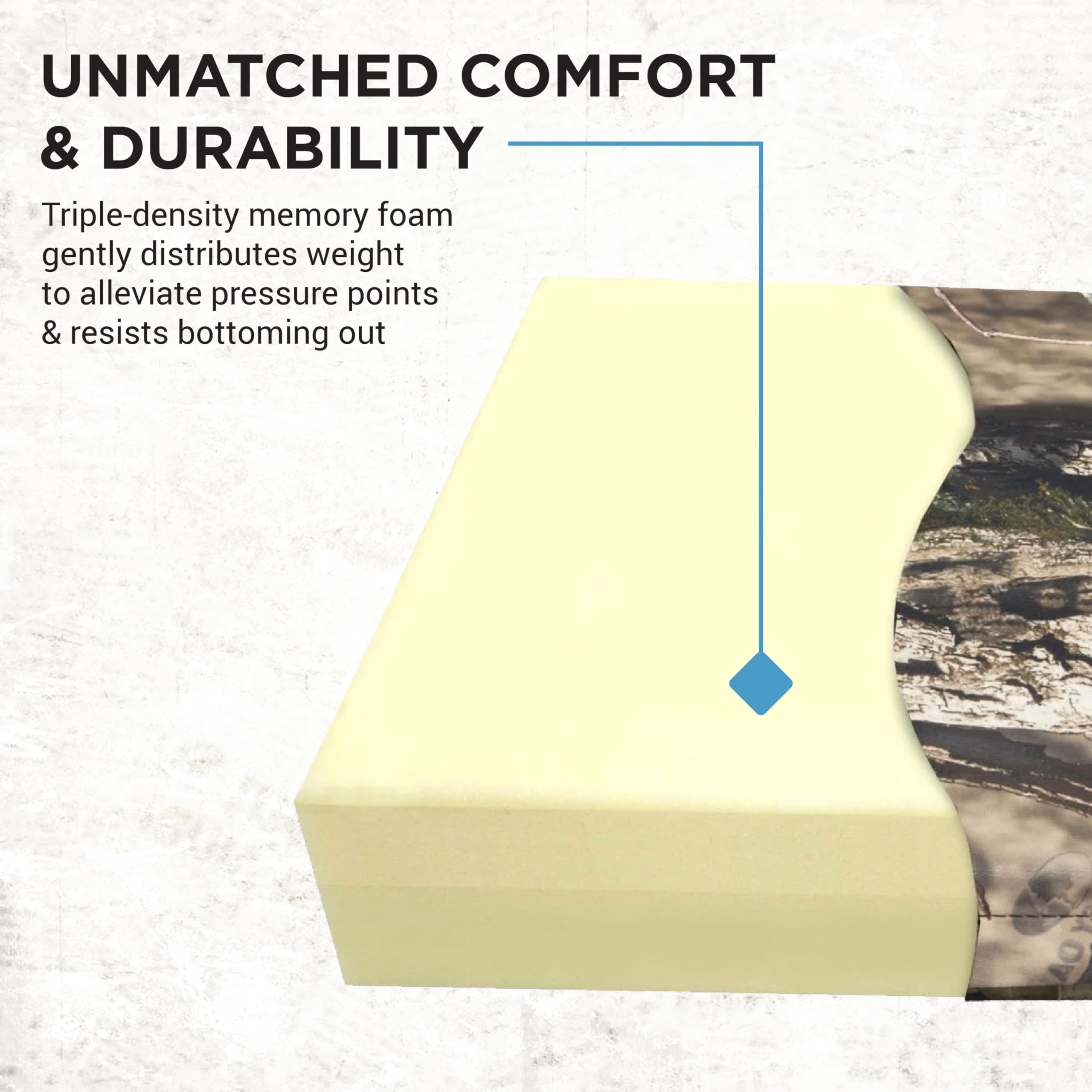 LiteCore Tail Mate Premium Seat Cushion with Memory Foam for Stadium Seats, Office, Home, Car, Hunting, Travel, and More, Mossy Oak