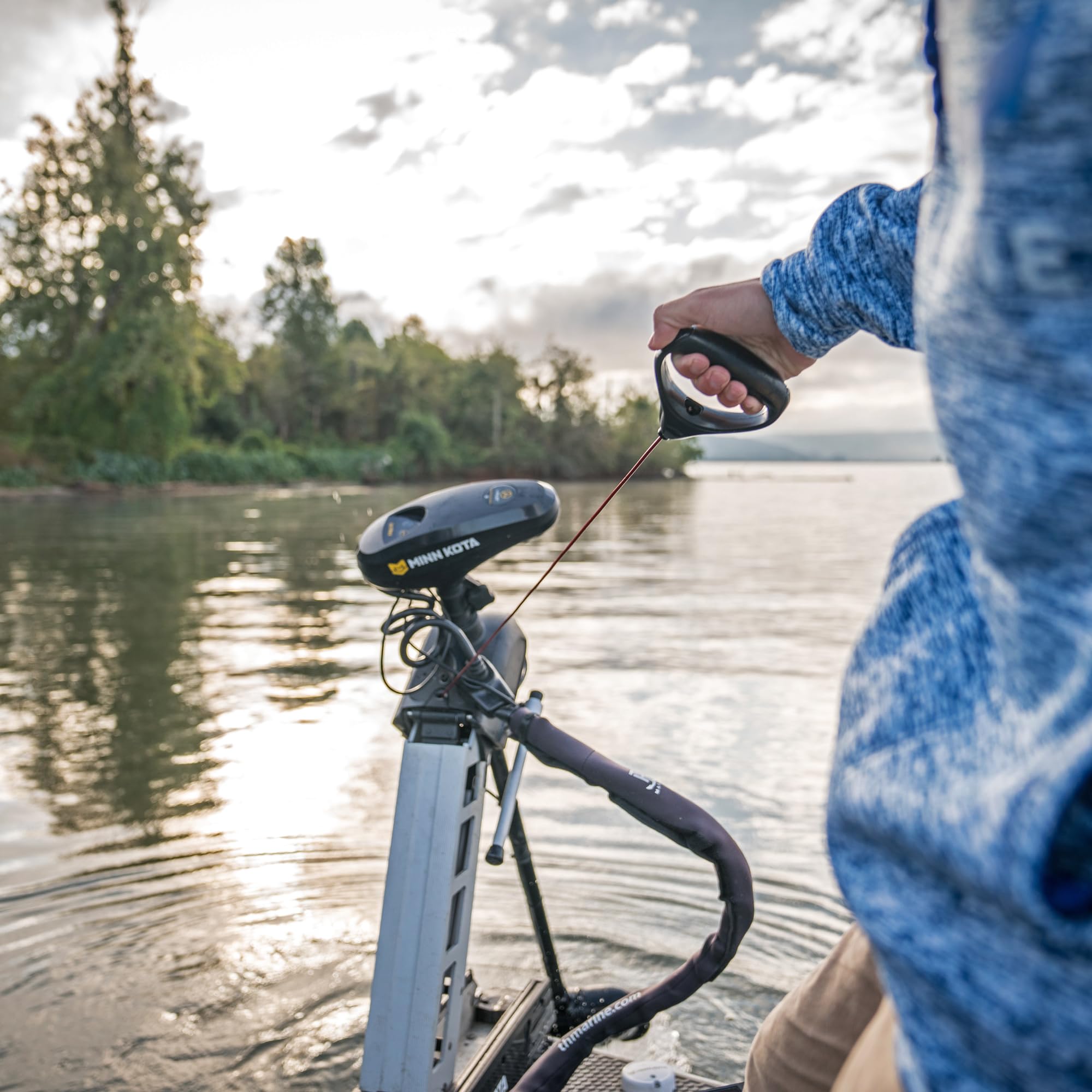 Heavy-Duty Trolling Motor Replacement T-H Marine G-Force Handle with Cushioned Grip, Reliable Lift and Release System, Durable Nylon Jacketed Cable for Serious Anglers - Black