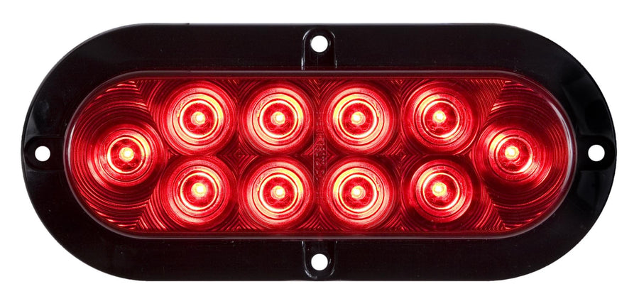 Optronics 6" Oval Sealed Red Lens LED Light for Surface Mount STL78RK