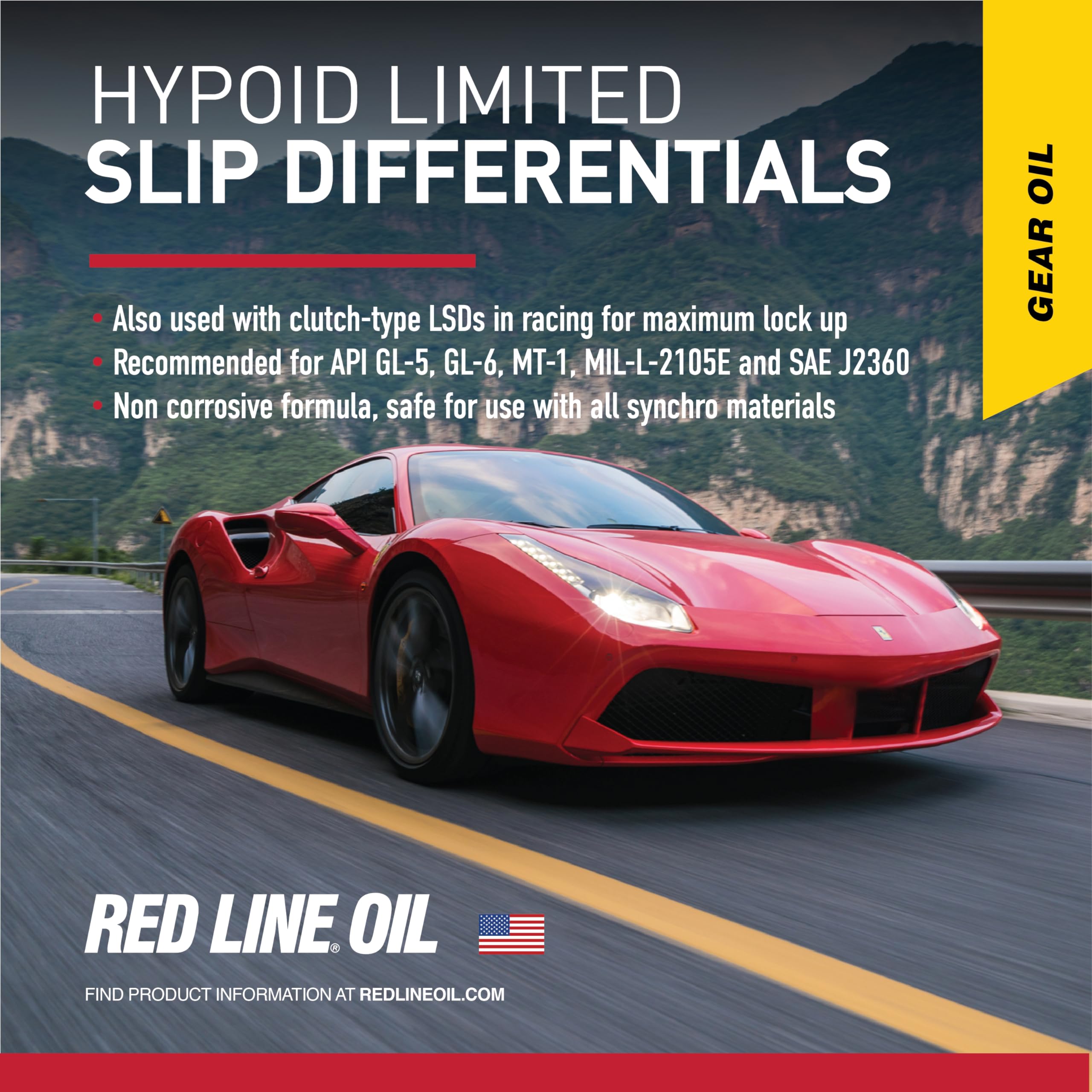 75W90 Red Line Non-Slip Synthetic Gear Oil - 1 Gallon