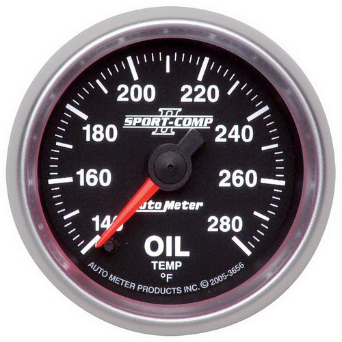 Auto Meter 2-1/16" 140- 280 F Full Sweep Electric Oil Temperature Gauge 3656