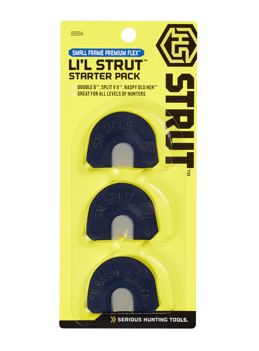Lil' Strut Hunters Specialties Realistic Sounds Infinity Premium Flex Small Frame Starter Pack Turkey Diaphragm Mouth Calls, 3 Pack