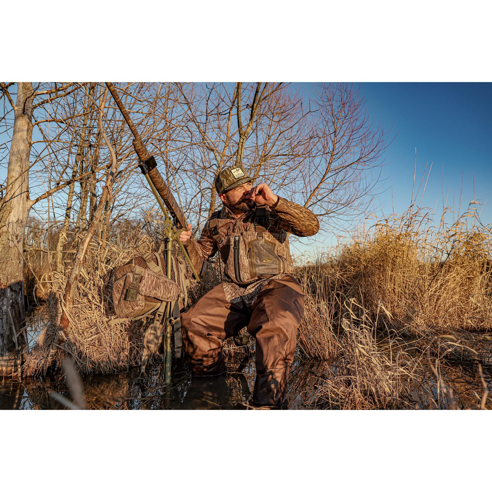 Ultimate Gun & Gear Stick AVIAN-X For Waterfowl Hunting - Lightweight Durable Solid Stable Adjustable OD Green Powder-Coated Stick with Carry Strap