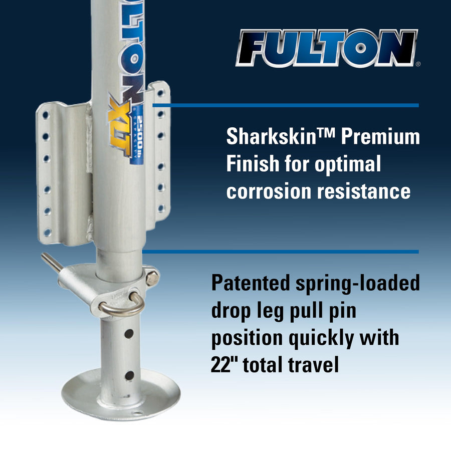 Fulton XLT Marine Powered Trailer Jack, 2,500 lbs. Lift Capacity, Side Mount Bolt-On, 22 Inch Travel