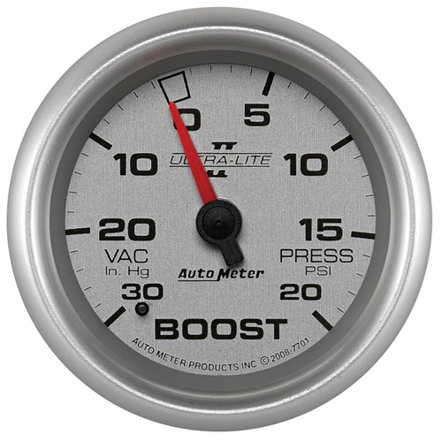 Auto Meter Ultra-Lite Pro II 2-5/8" 30 in. Hg/20 PSI Mechanical Vacuum/Boost Gauge 7701