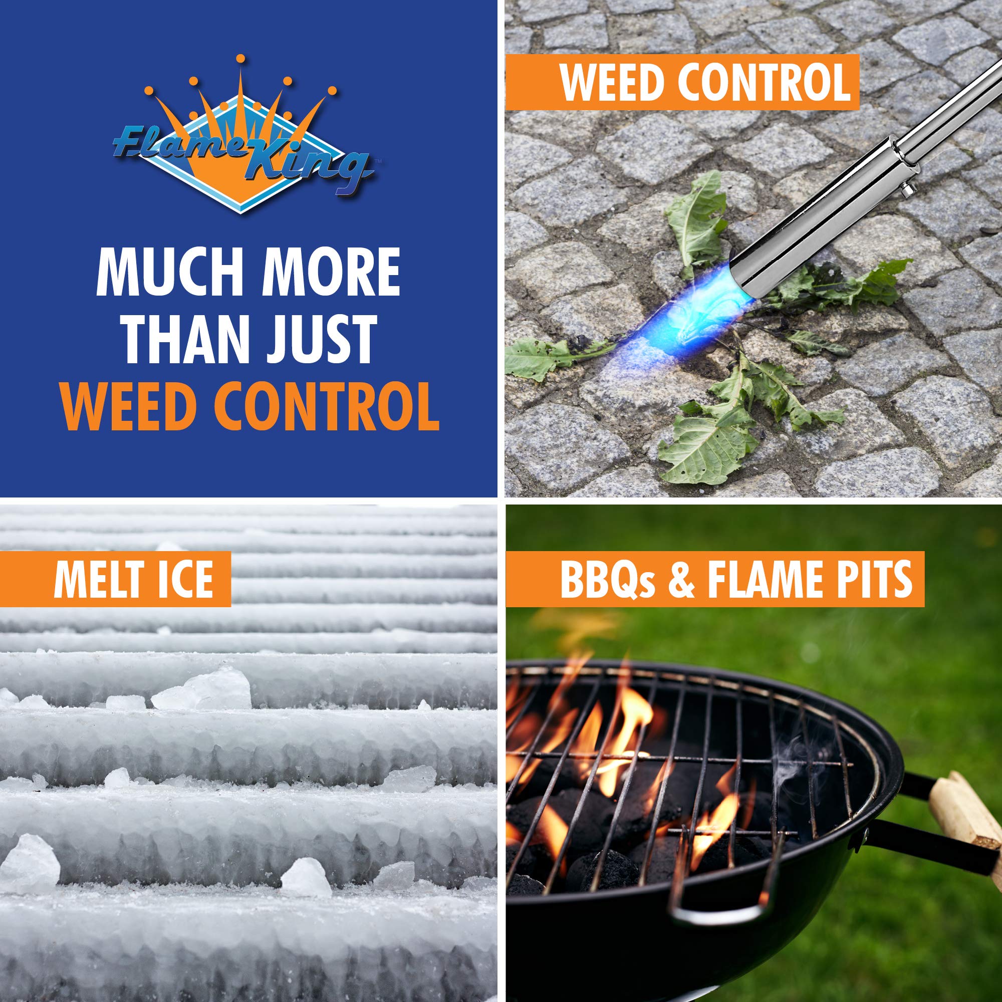 Flame King Propane Torch YSNPQ810CGA Weed Burner with Integrated Lighter, Silver