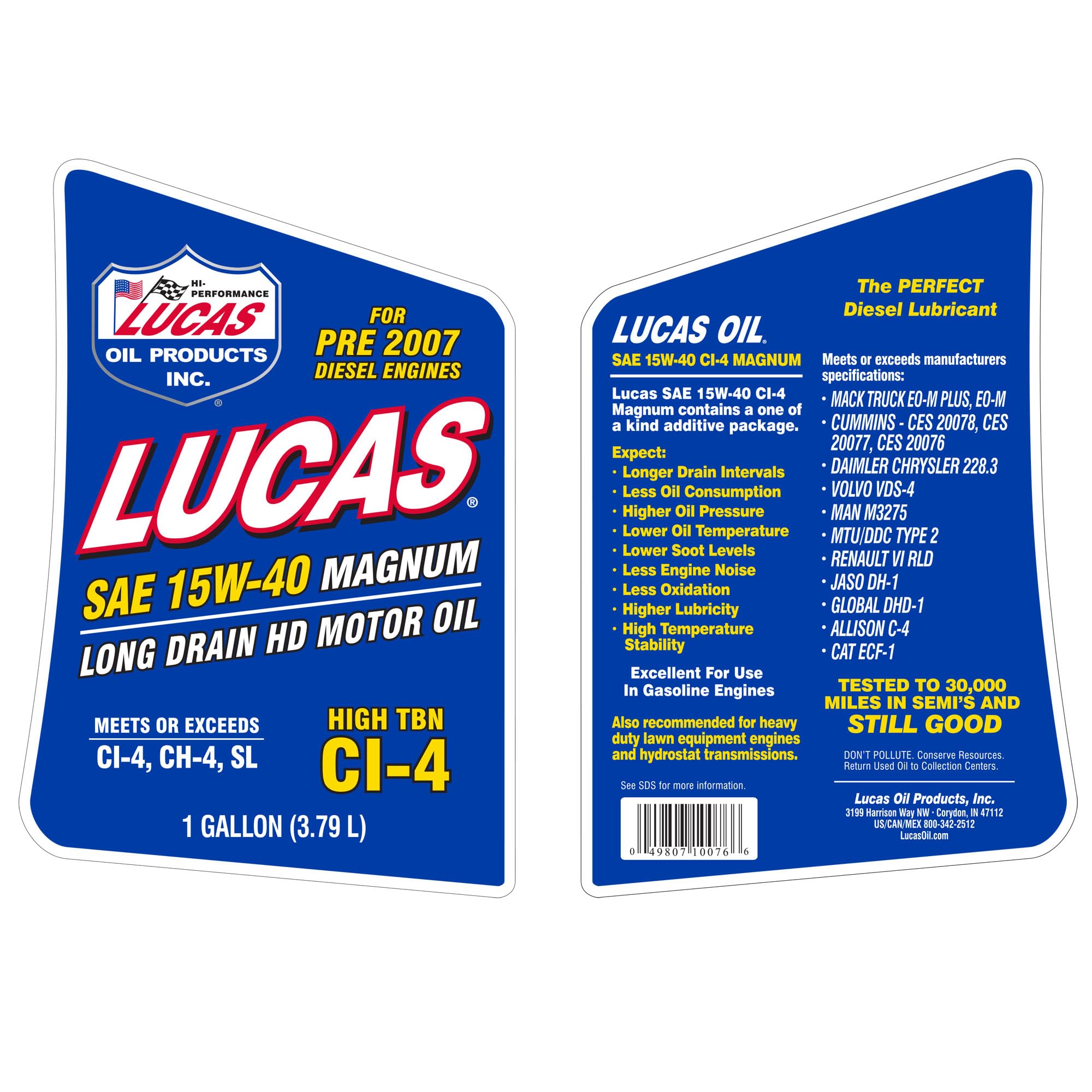 SAE 15W-40 Lucas Oil Magnum Heavy Duty Motor Oil - 1 Gallon API CI-4