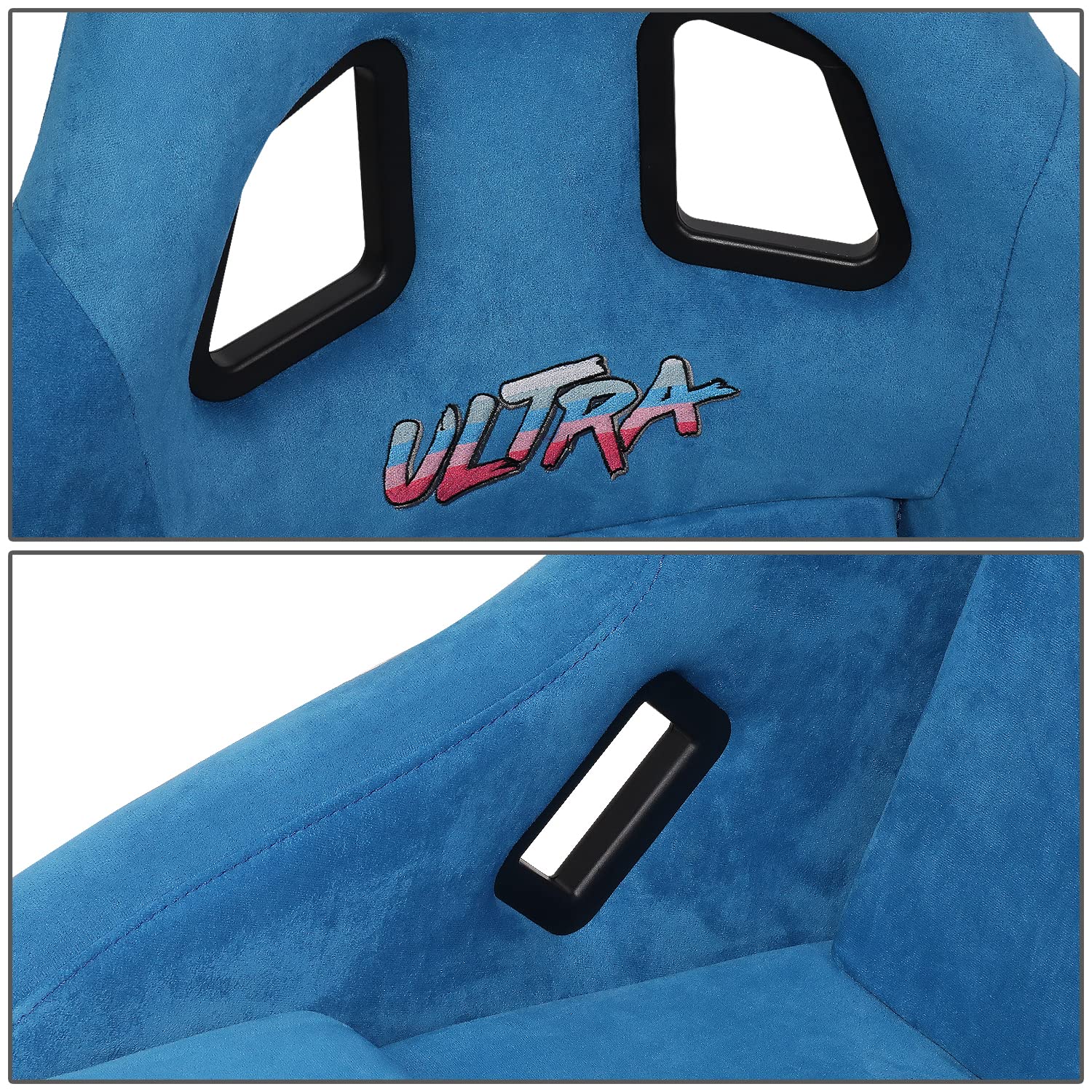 NRG Innovations Universal Prisma Ultra NRG-FRP-303BL-ULTRA Fixed Back Bucket Racing Seat for 6-Point Harnesses,Size M,Blue/Gold Glitter,22" W X 34" H X 21" D