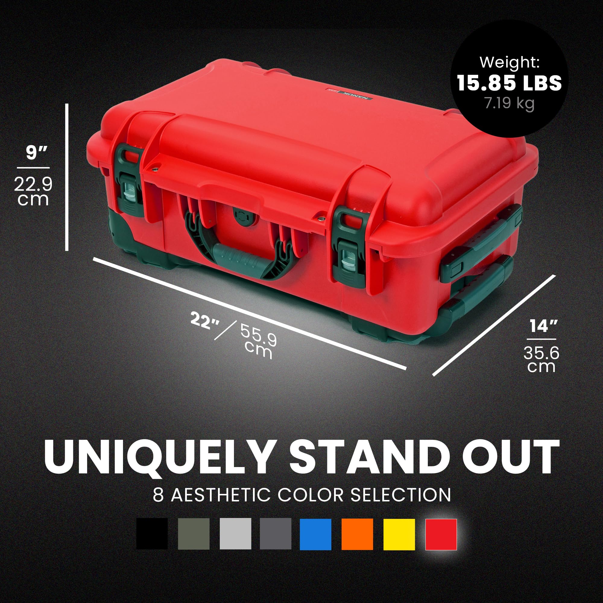 Hard Case NANUK 935 with Cubed Foam and Lid Organizer – Waterproof Protective Equipment Case with Wheels, 22” x 14” x 9” – Dustproof, Airline Carry-On Approved – Red