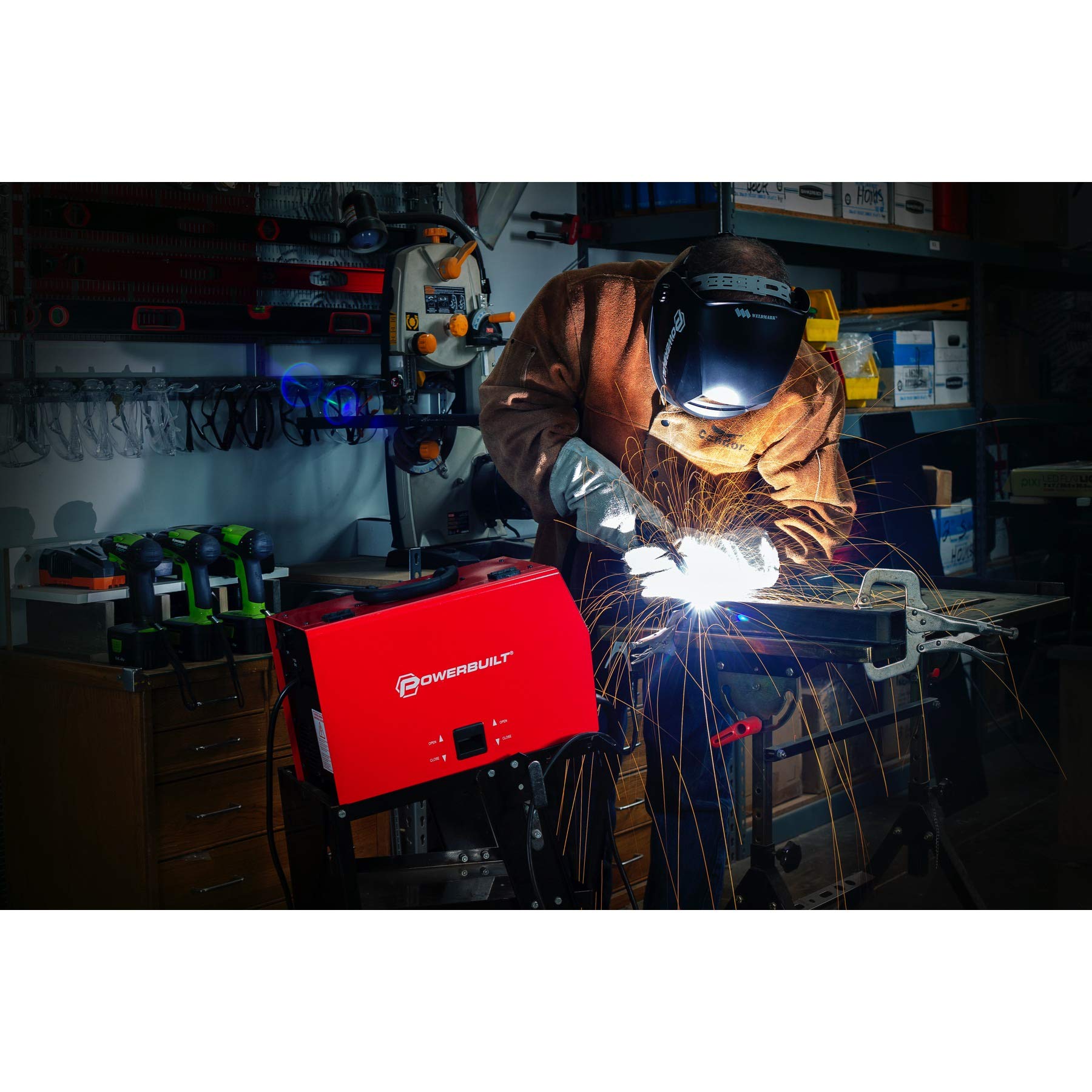 90 Amp Powerbuilt Wire Feed IGBT Inverter Welder, Power Equip & Access, Power Tools & Access, Welding Kits (240131), Red