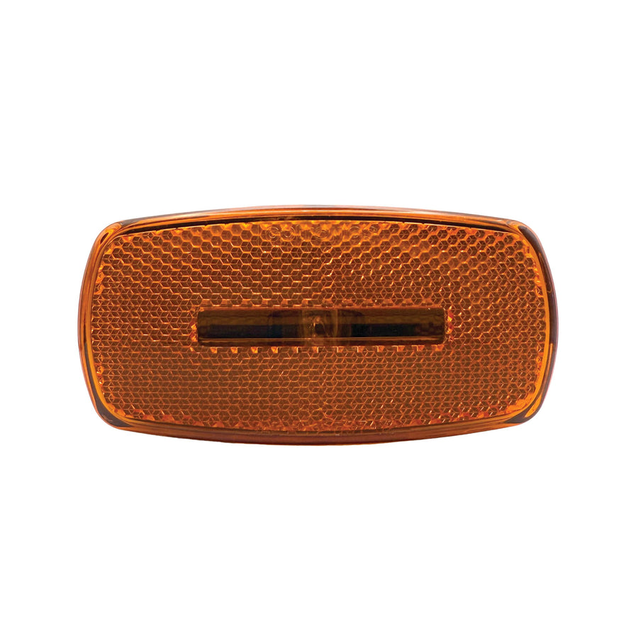 Amber RV Designer L916 Oblong Reflex Incandescent Marker Light With Black Base, DOT‑Compliant