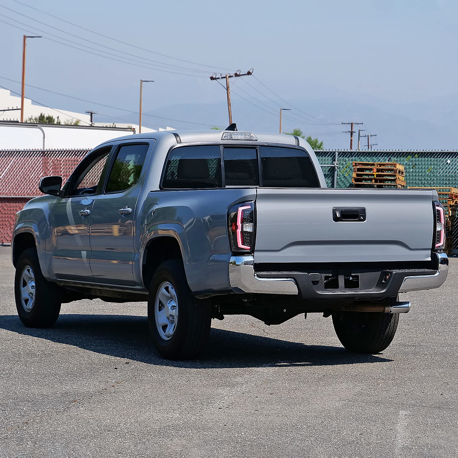 Matte Black LED Tail Lights w/White LED Light Bar SPEC-D TUNING Compatible with 2016-2022 Toyota Tacoma, Left + Right Pair Assembly