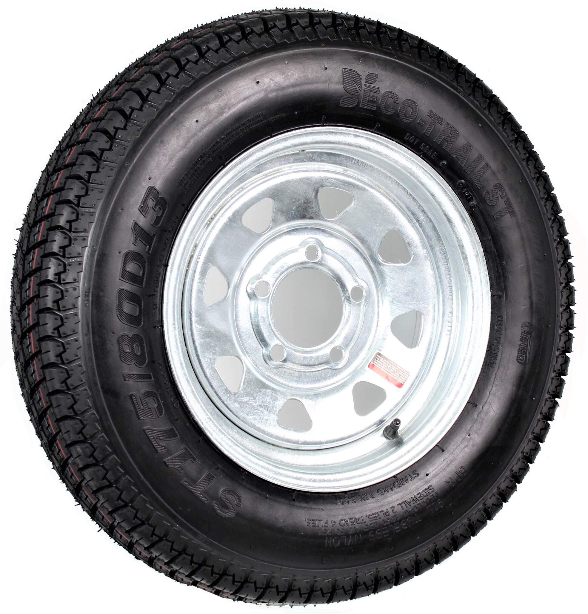 eCustomRim Trailer Tire On Rim 175/80D13 ST175/80 13 in. LRB 5 Bolt Galvanized Spoke Wheel