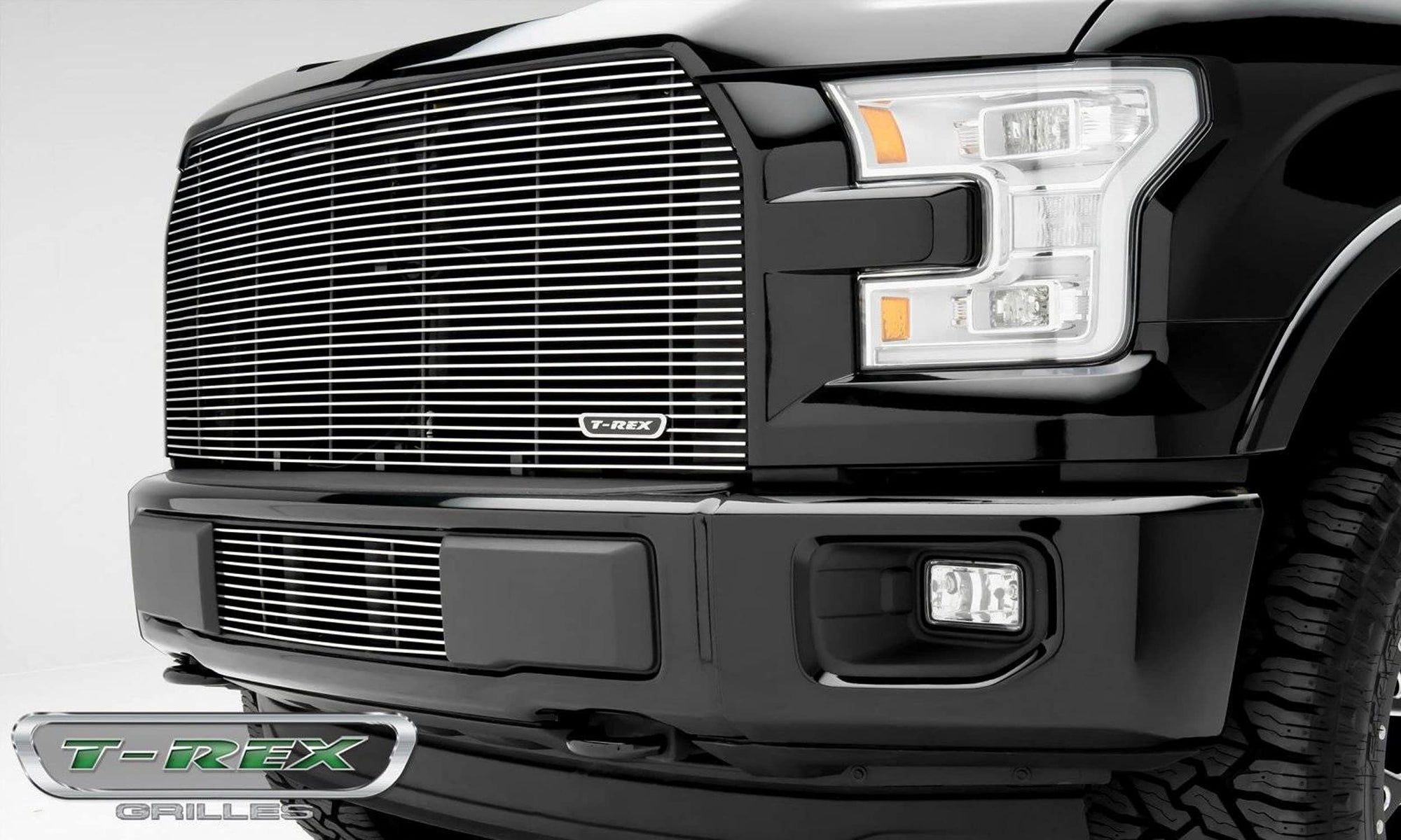 2015-2017 F-150 T-Rex Grilles Billet Grille, Polished, 1 Pc, Replacement, Does Not Fit Vehicles with Camera - PN #20573