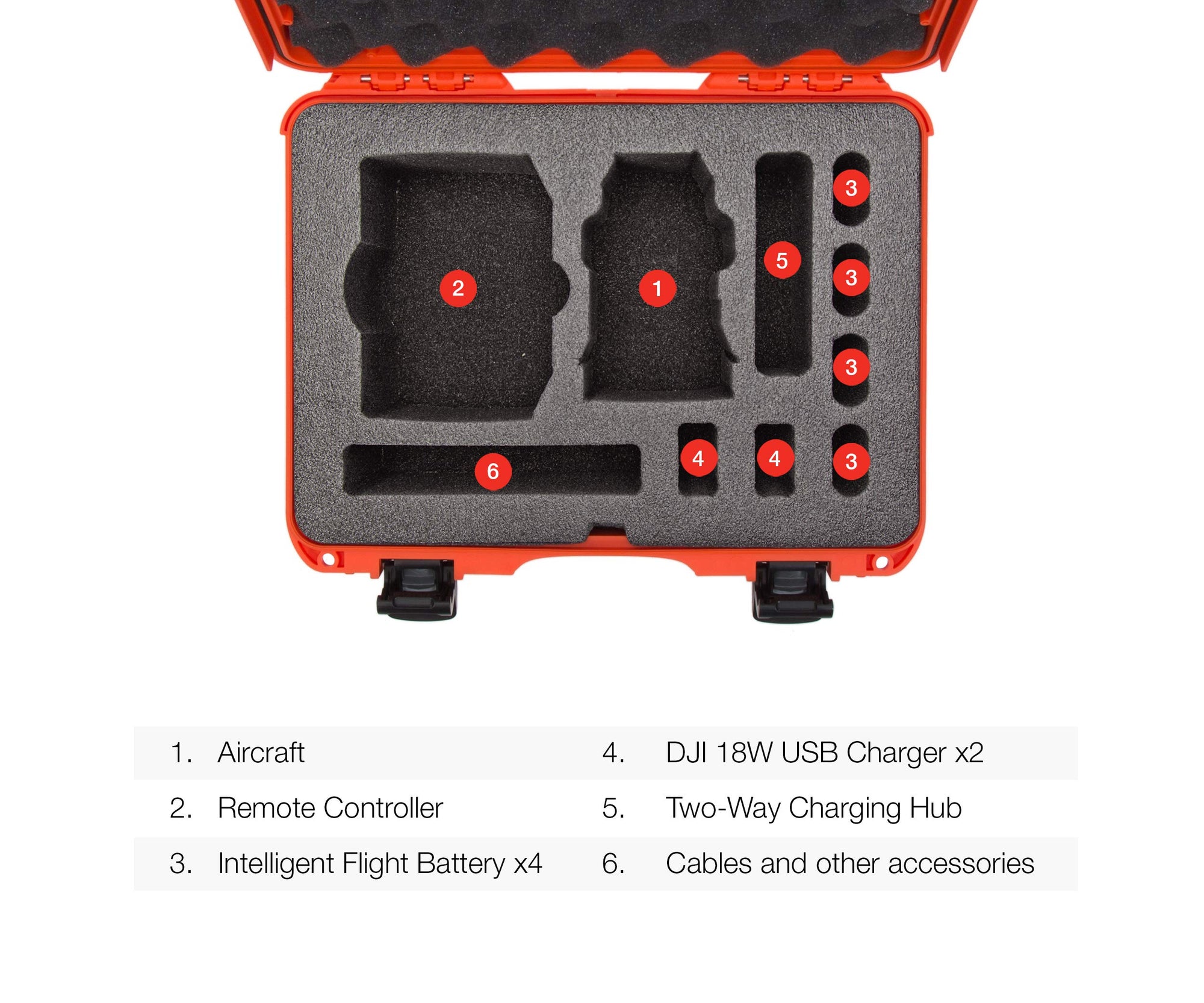 Waterproof Nanuk 910 Hard Case with Foam Insert for DJI Mavic Mini 2 Fly More - Orange