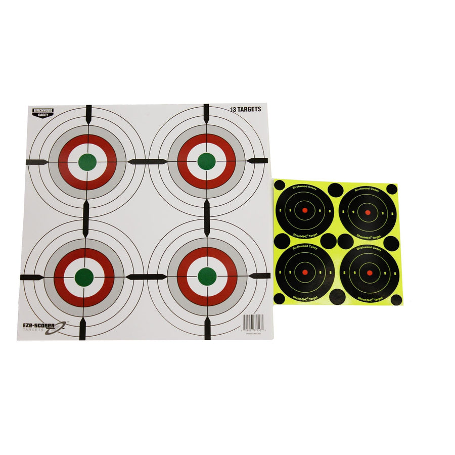 12" Birchwood Casey Eze-Scorer Multiple Bull's-Eyes Shoot-Up Brilliant White Paper Targets for Indoor and Outdoor Use, 13 Targets