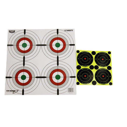 12" Birchwood Casey Eze-Scorer Multiple Bull's-Eyes Shoot-Up Brilliant White Paper Targets for Indoor and Outdoor Use, 13 Targets